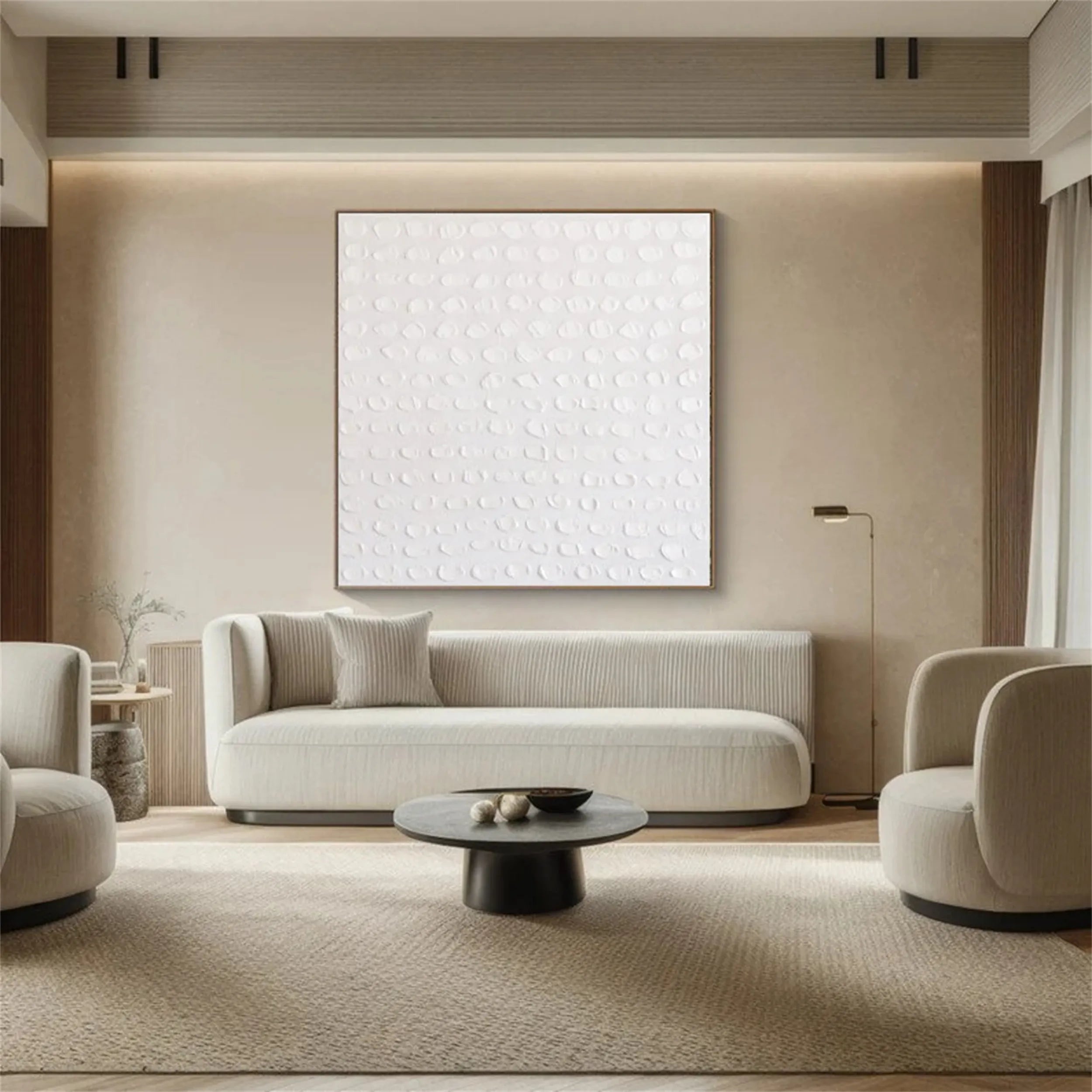 White Minimalist Textured Painting Canvas #MM200