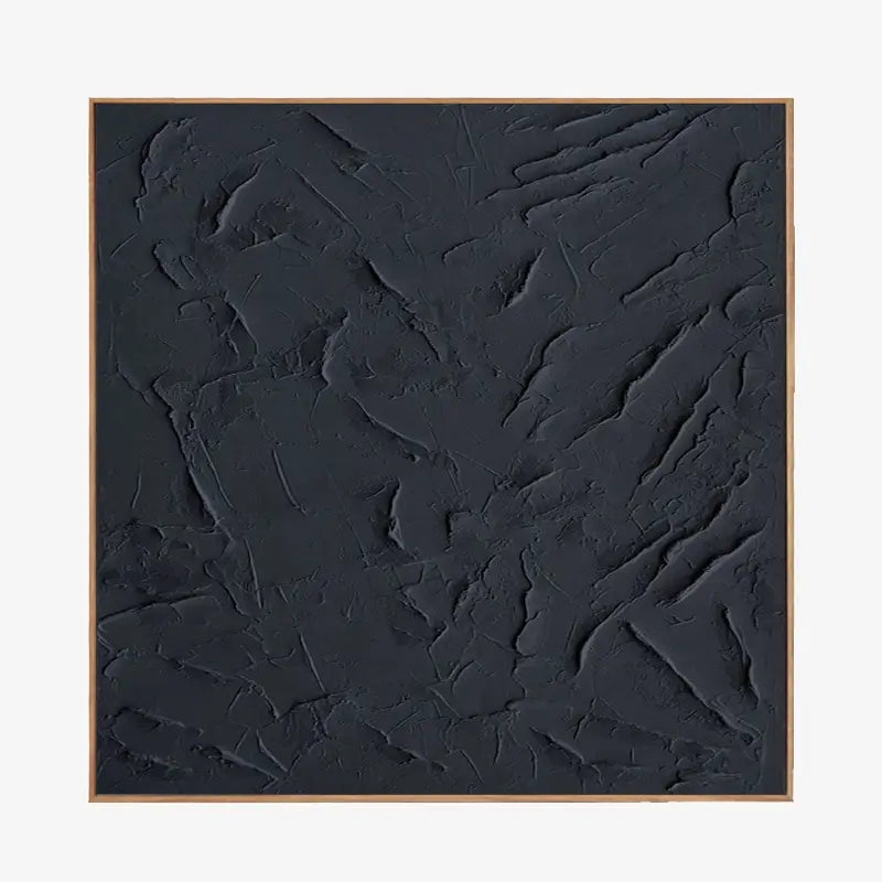 Black Minimalist Textured Painting Canvas #MZ001-Square