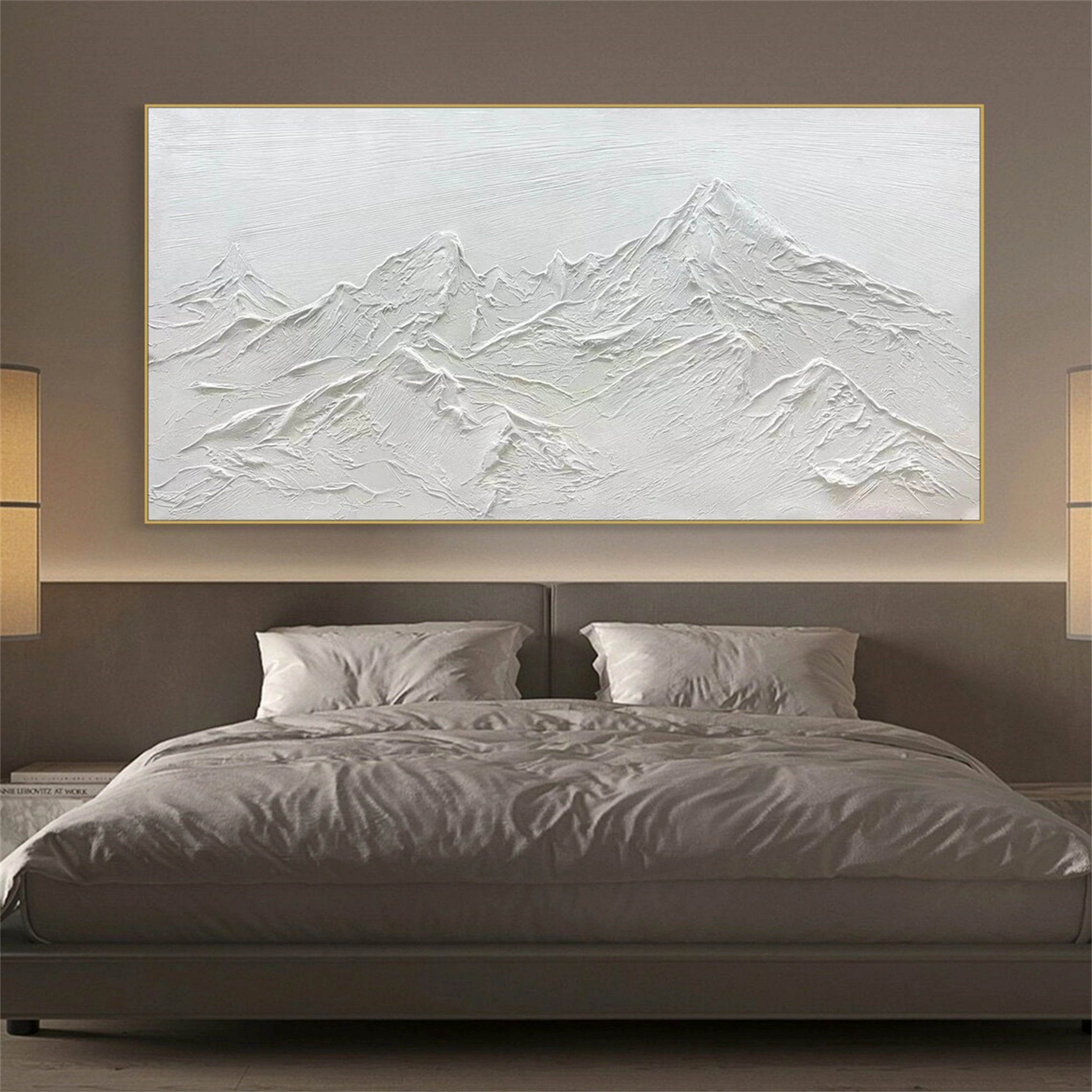 White Minimalist Textured Painting Canvas #MM107