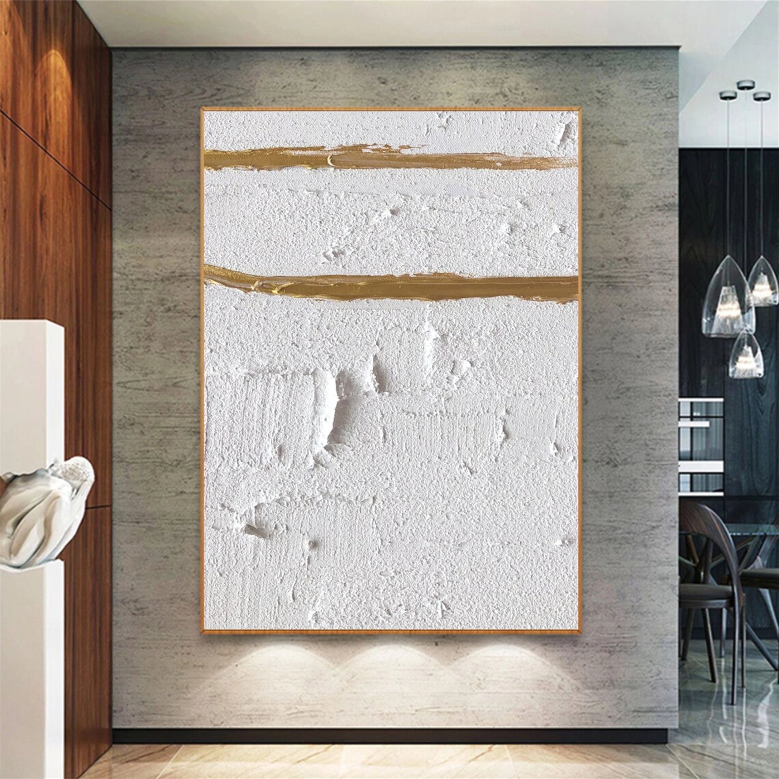 White Minimalist Textured Painting Canvas #MM140