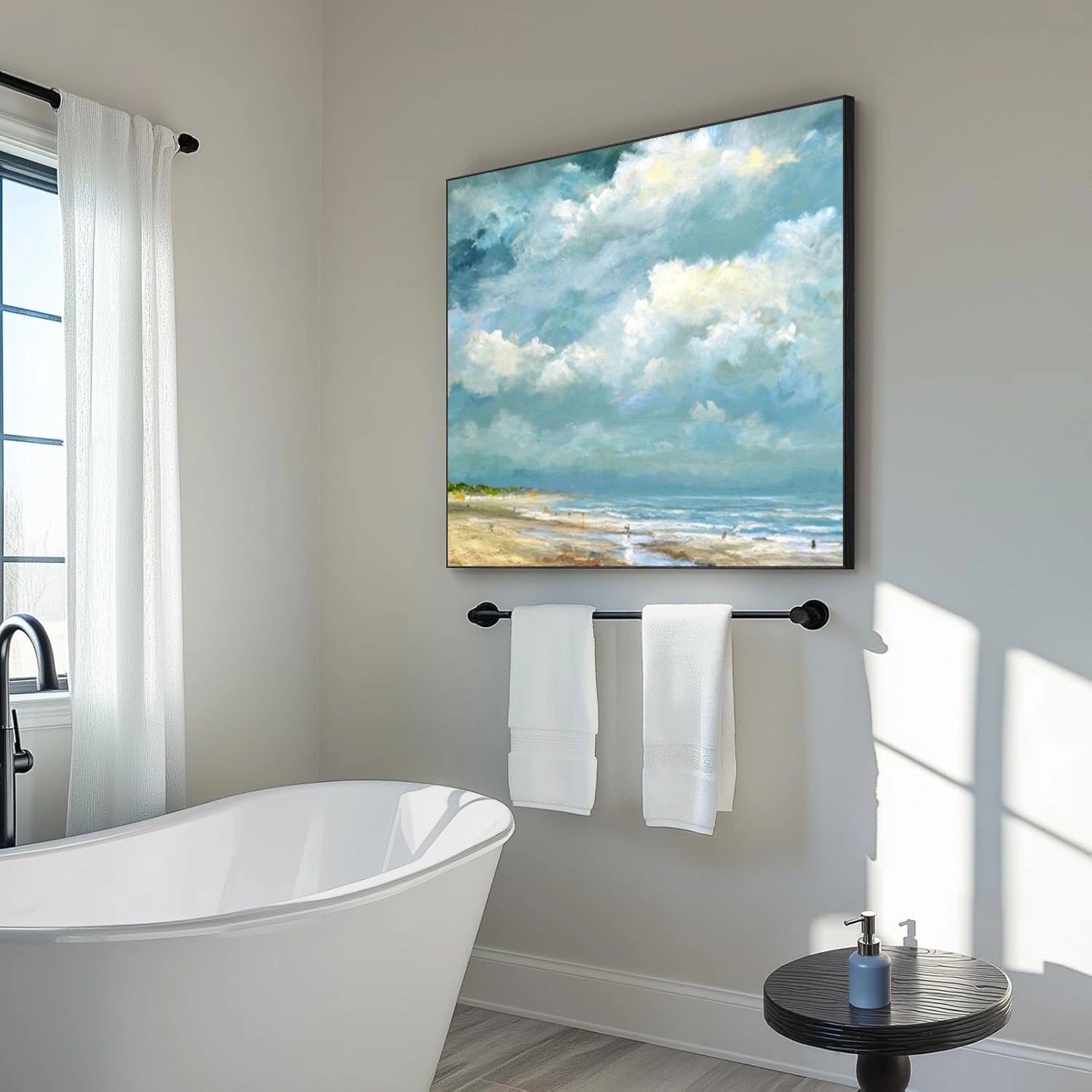 Ocean And Sky Abstract Canvas Art #OS358