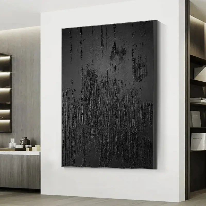 Black Minimalist Textured Wall Art #MZ010