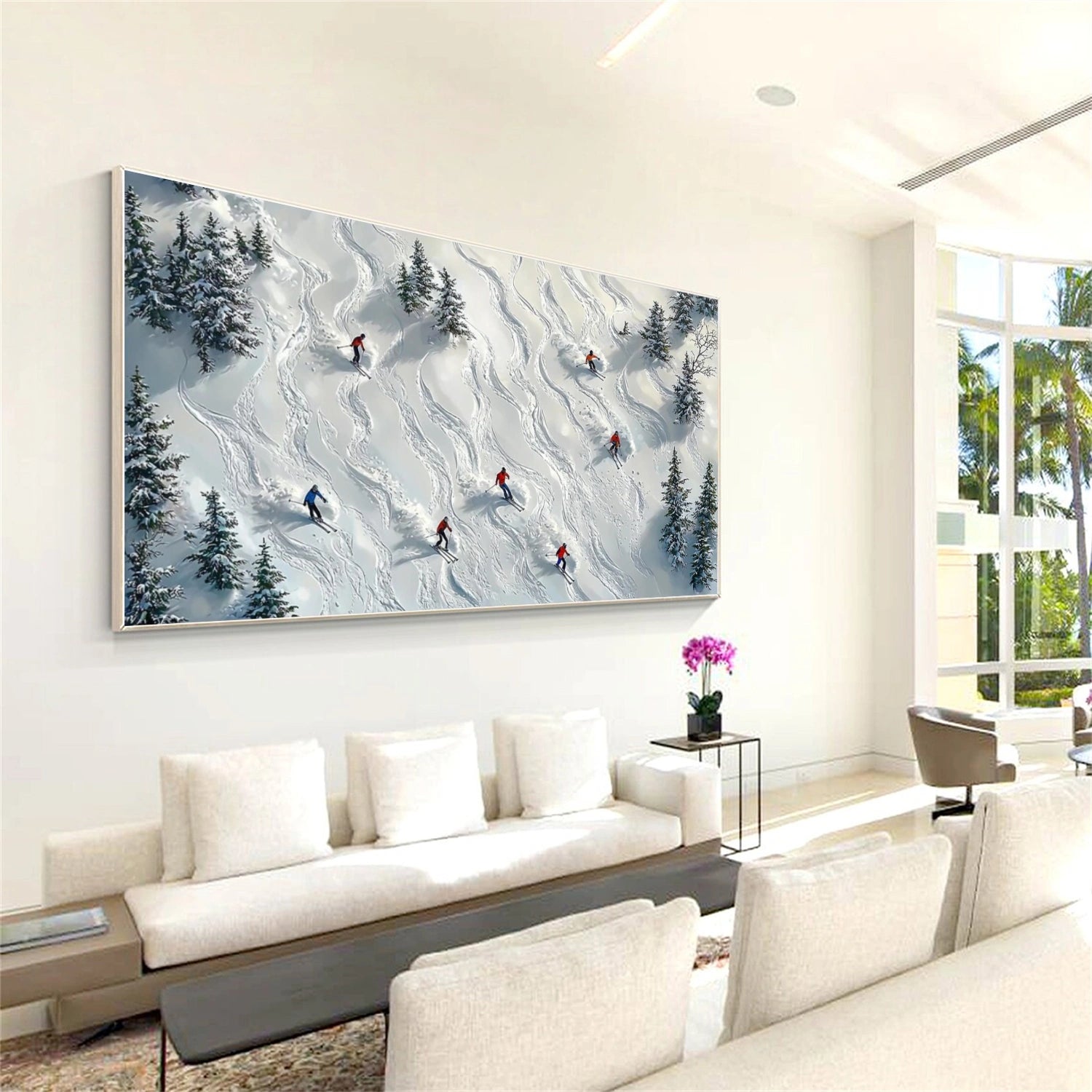 Skiing Sport Art Textured Painting Canvas # SA059