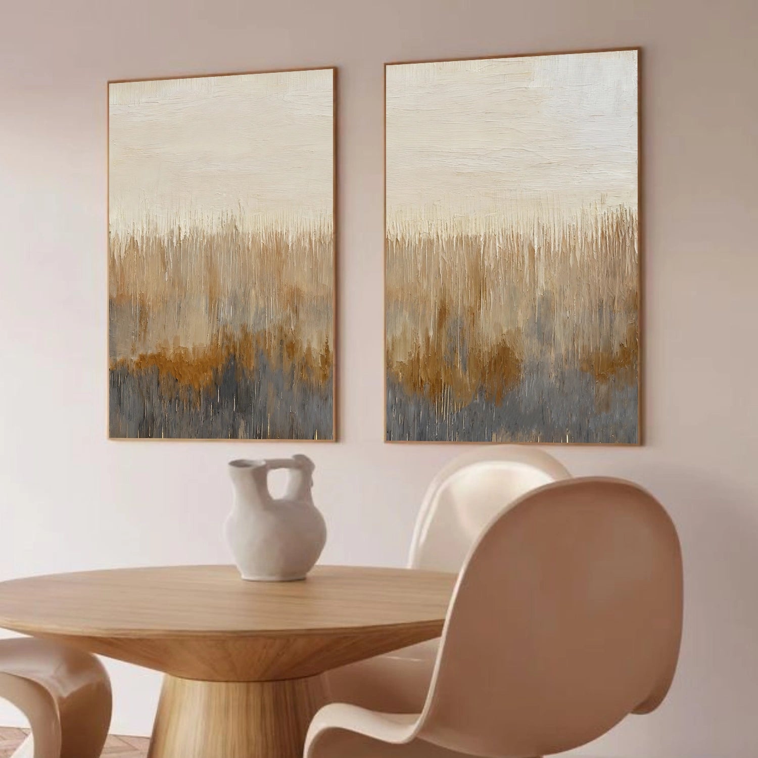 Beige & Brown Abstract Wall Art Set of 2 #BB184