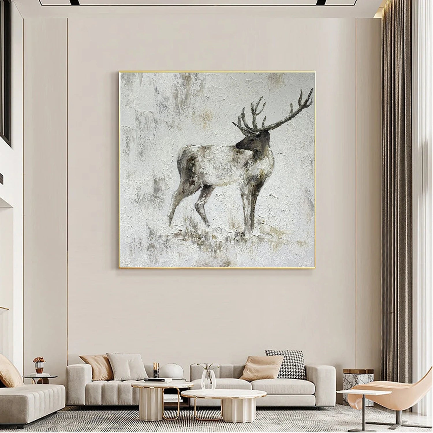 Abstract Animal Horse Textured Canvas Art #AP177