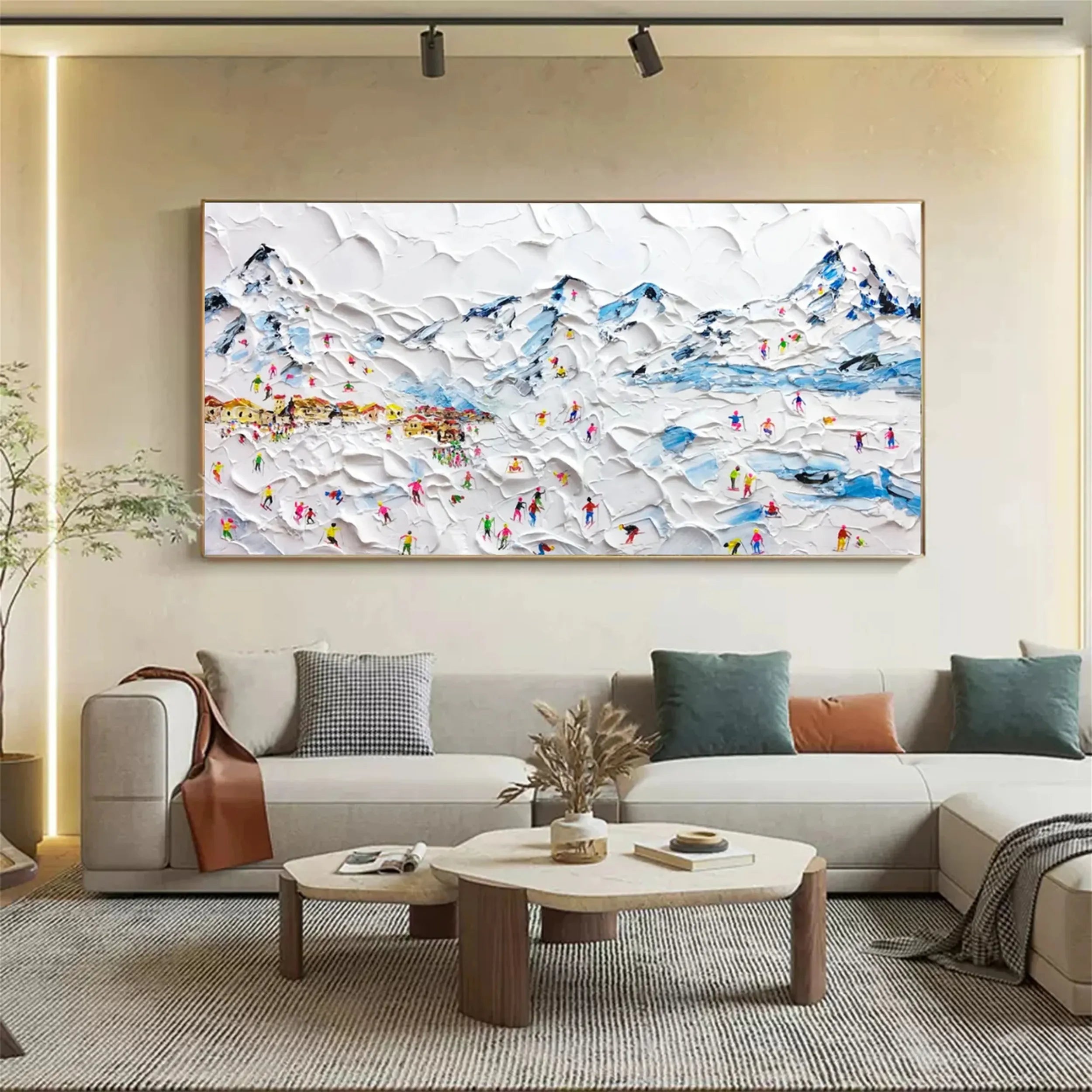 Skiing Sport Art Textured Painting Canvas #MM211