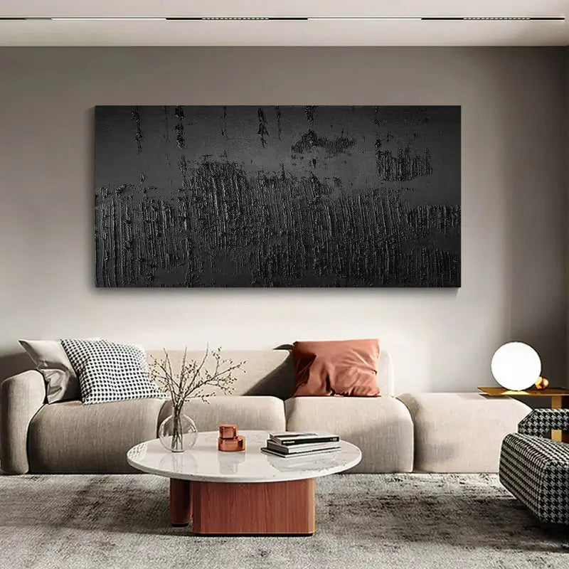 Black Minimalist Textured Painting #MZ018