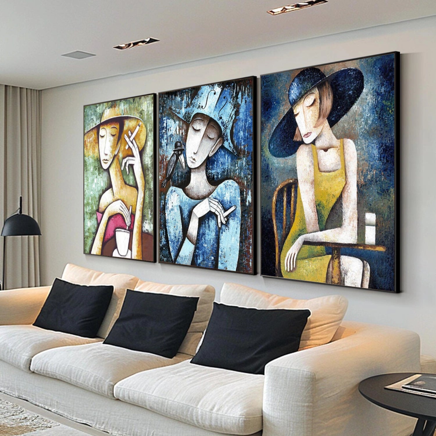 Colorful Abstract Portrait Tectured Wall Art Set of 3 #PT038