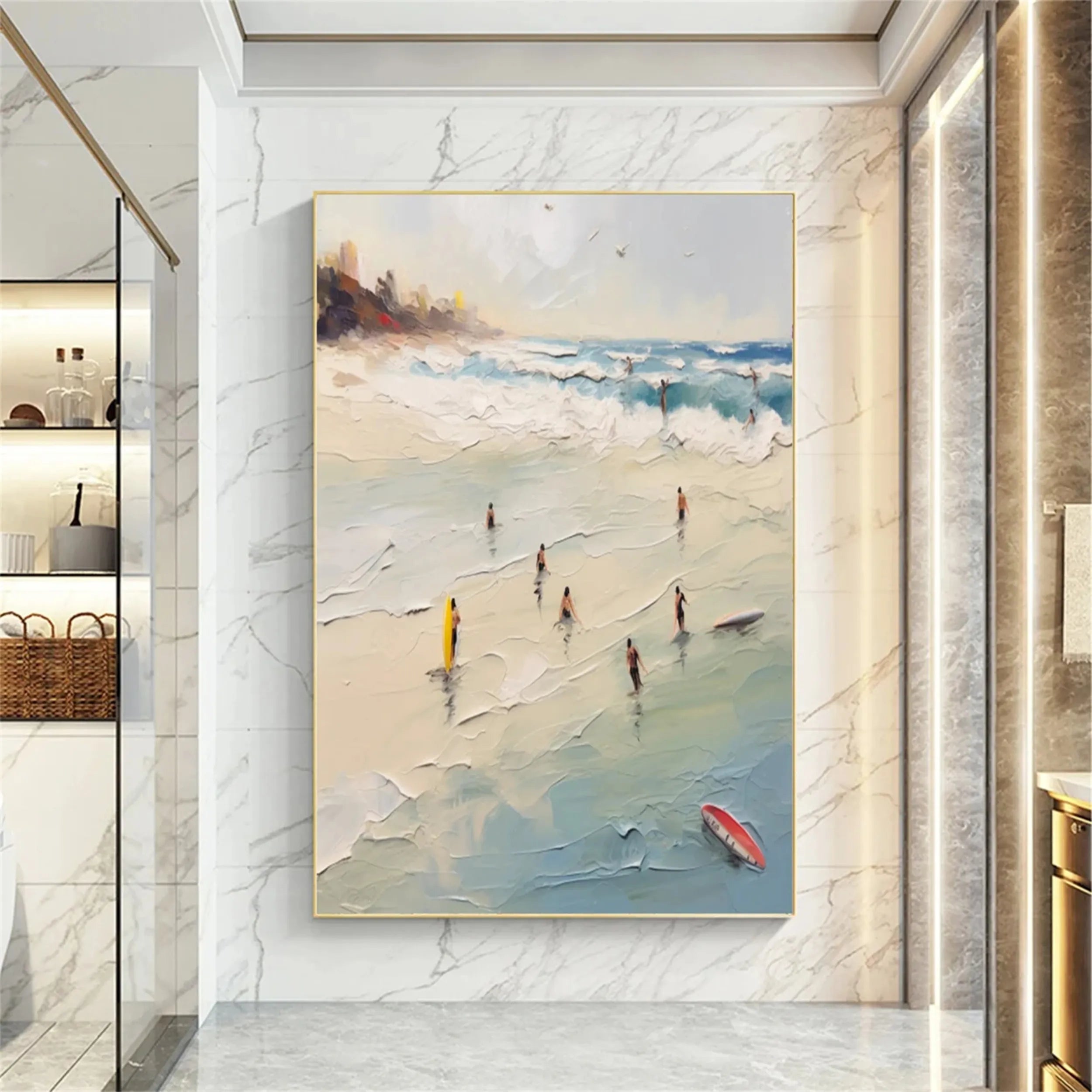 Seascape and Snowy Peak Painting #SP018
