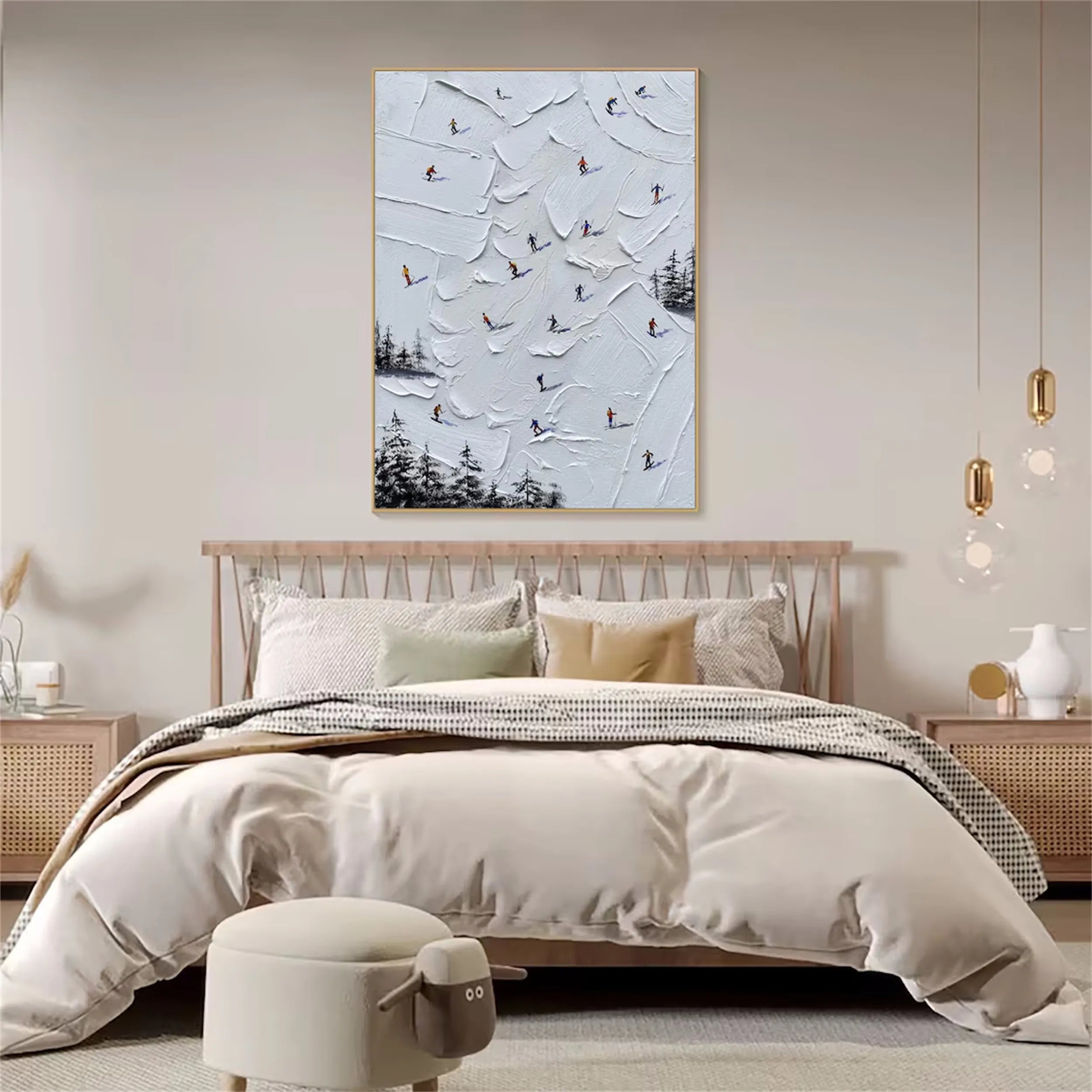 Skiing Sport Art Textured Painting Canvas #MM222