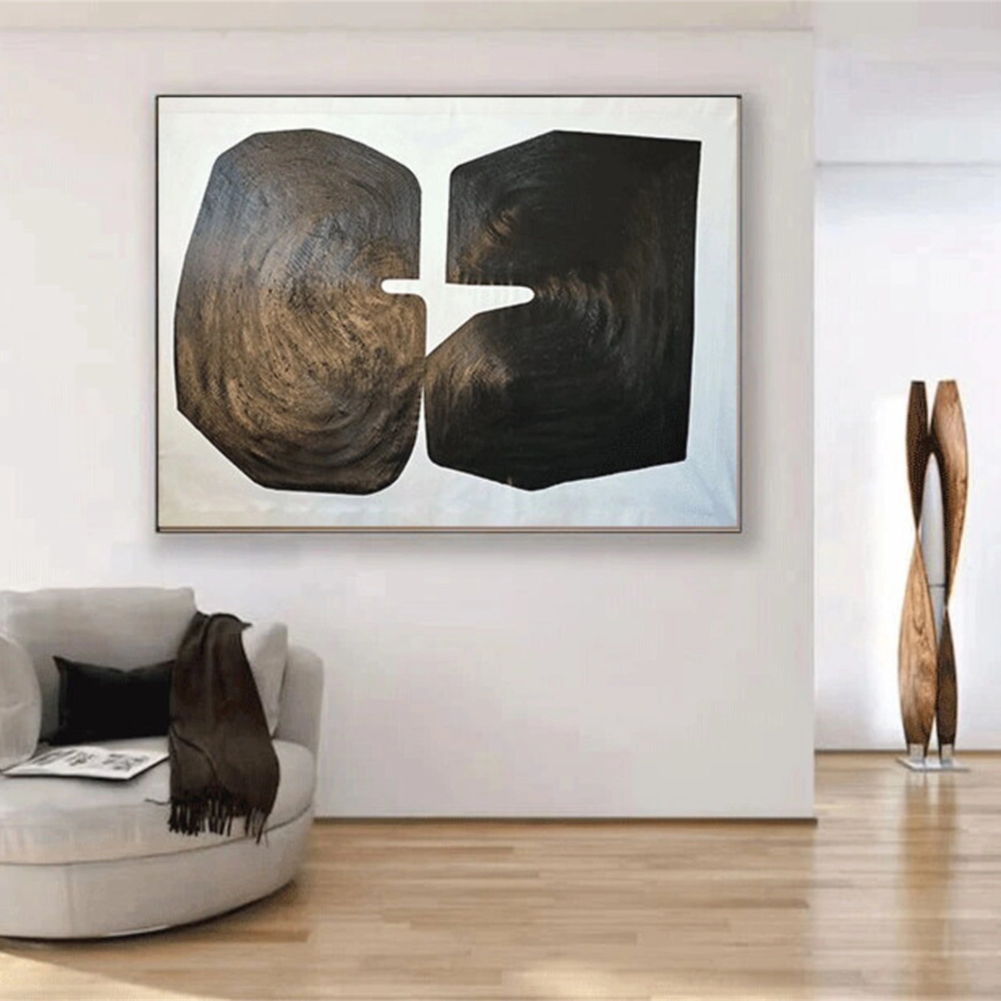 Black White Textured Minimalist Wall Art #MZ077