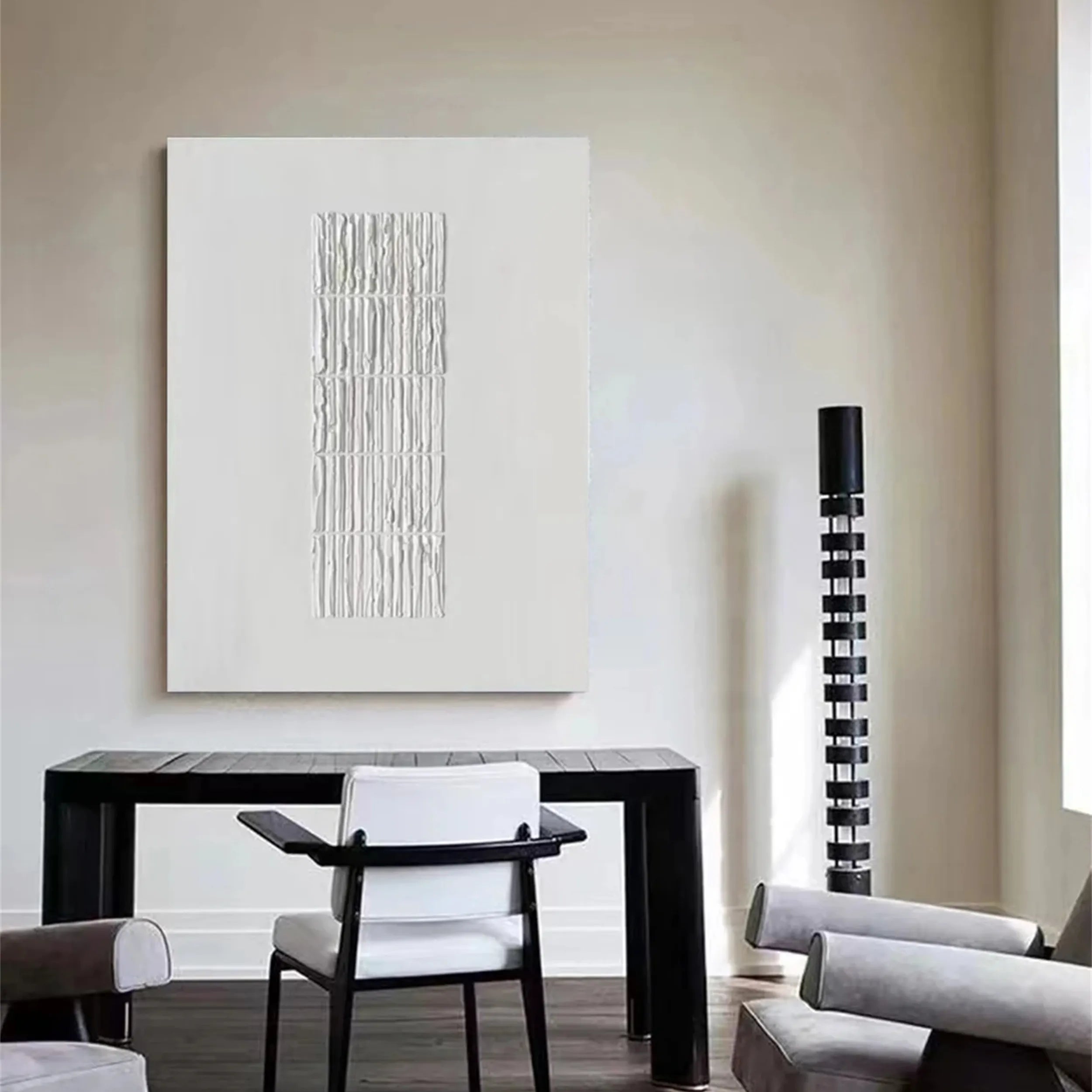 White Minimalist Textured Painting Canvas #MM208