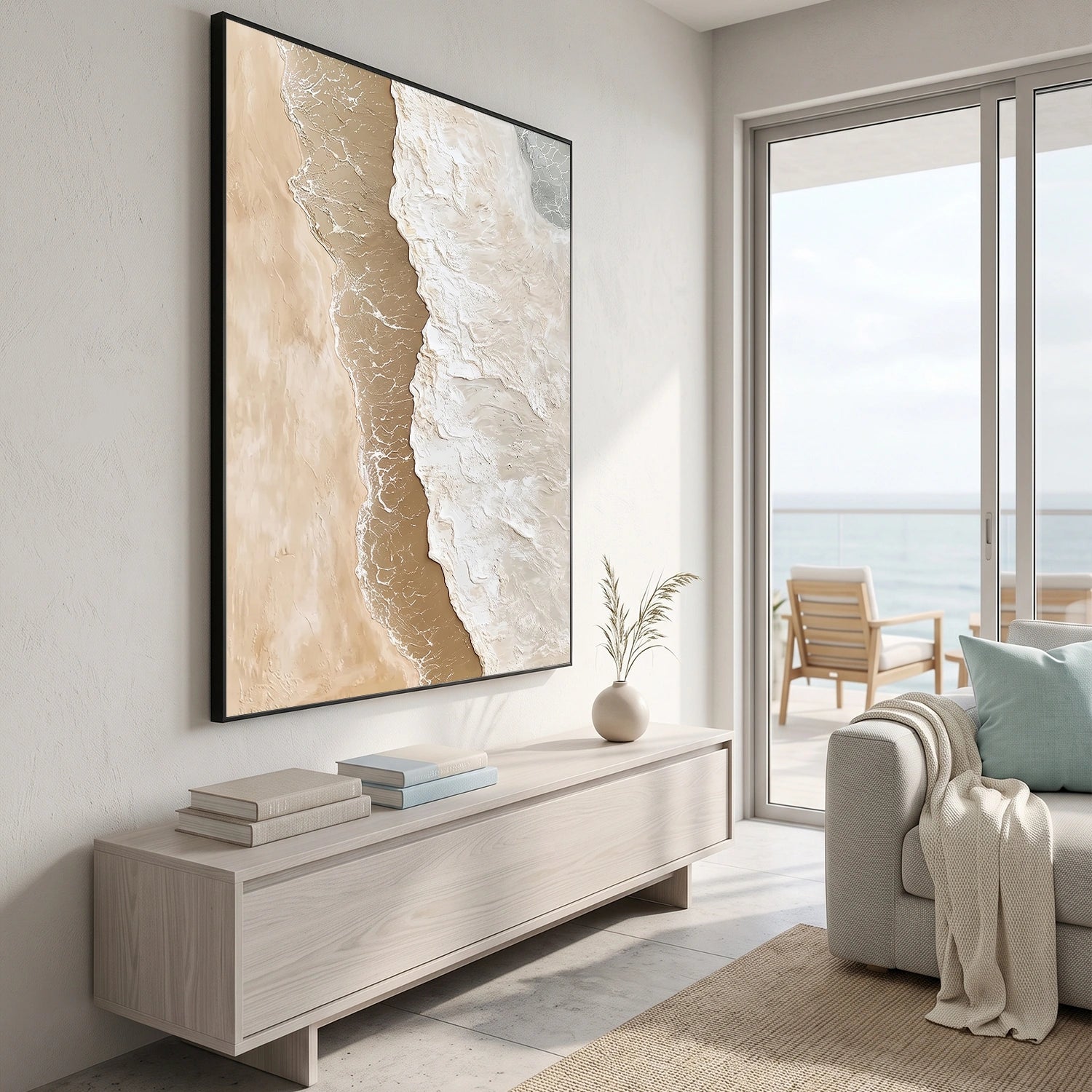 Ocean And Sky Abstract Texture Canvas Art #OS415