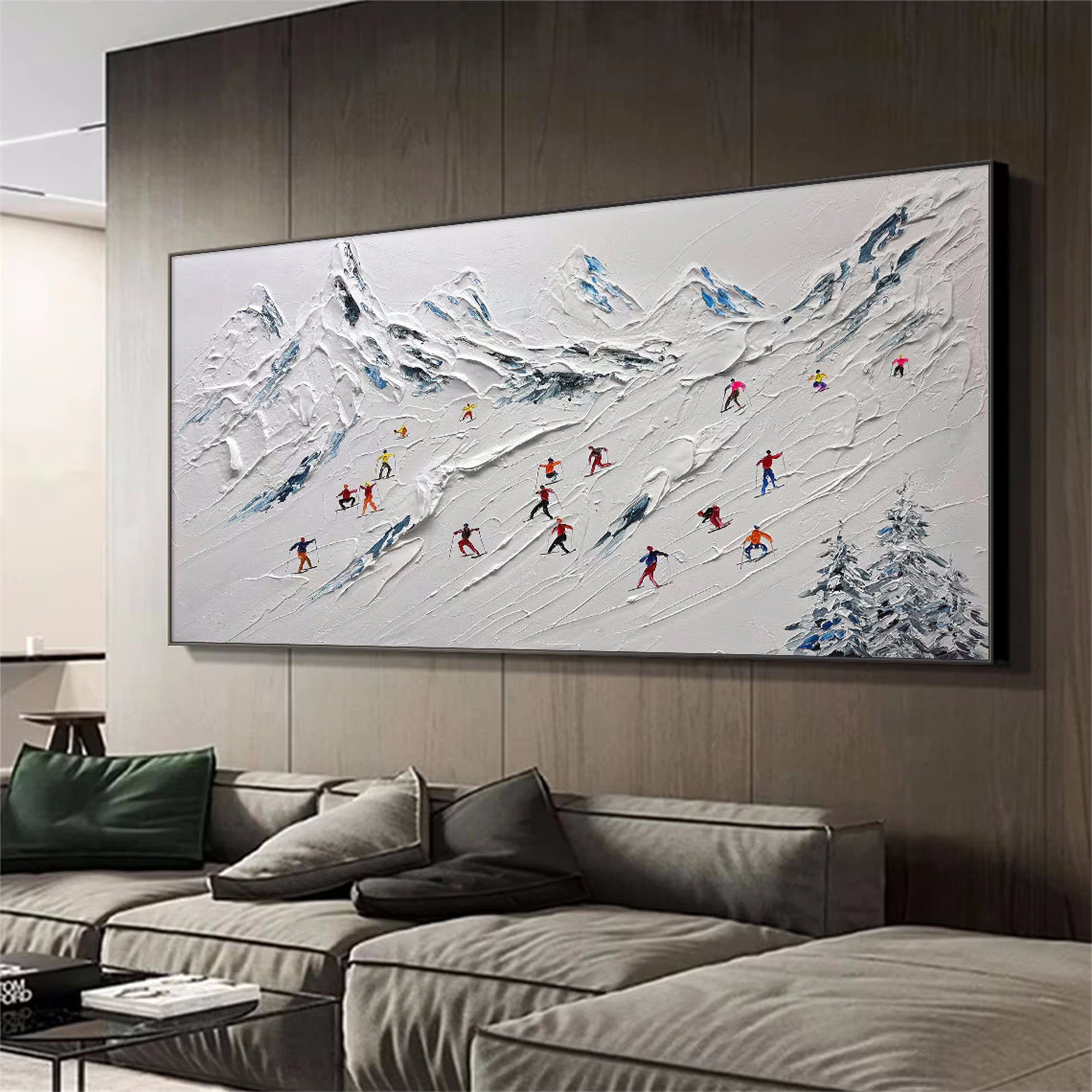 Custom Order for Skiing Sport Art Textured Painting Canvas #MM115