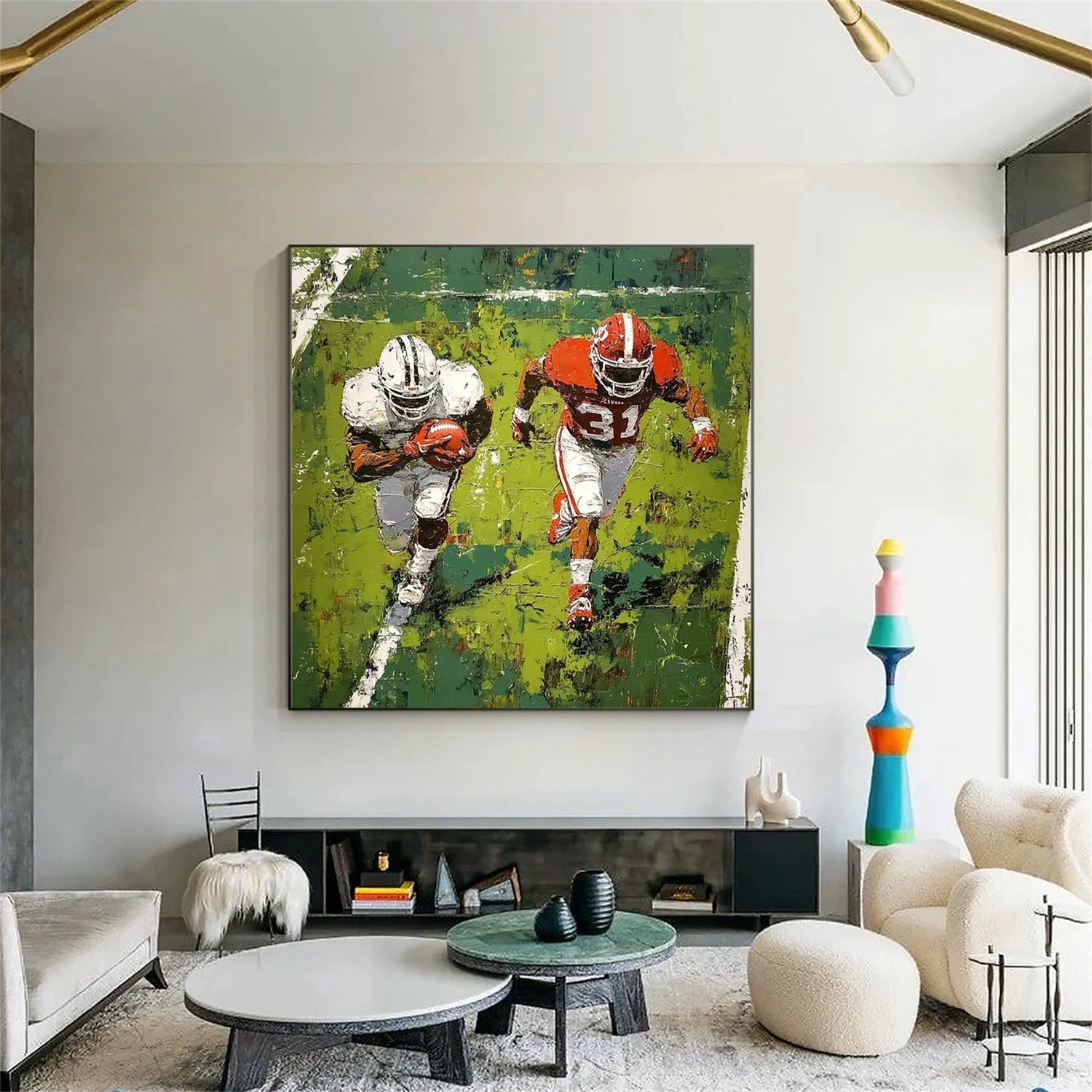 American Football Sport Art Textured Painting Canvas #SA006