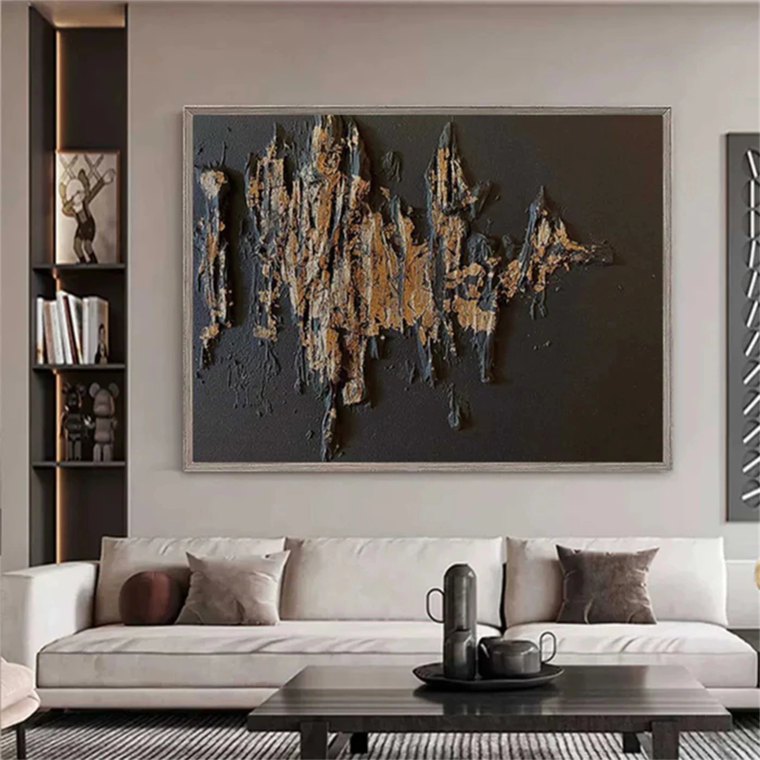 Black Gold Minimalist Textured Painting #MZ053