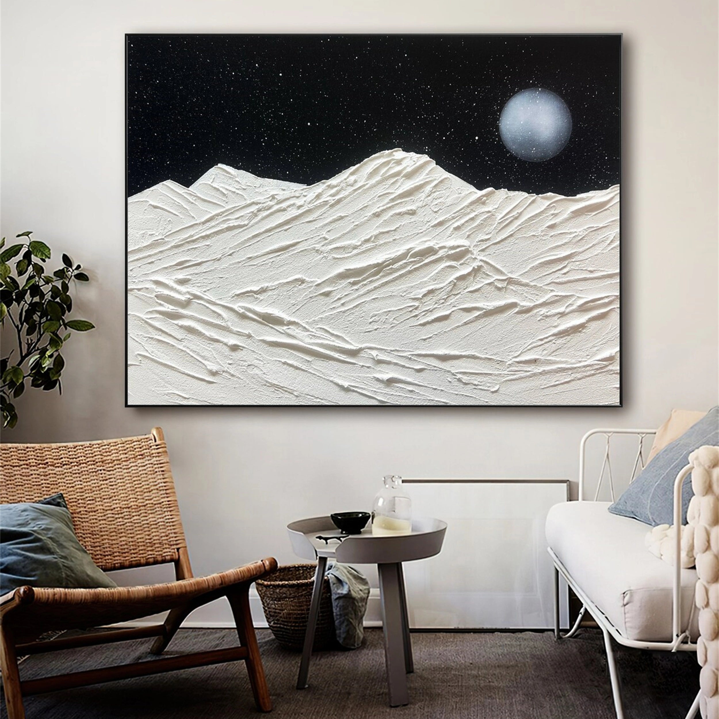 Black White Textured Minimalist Wall Art #MZ059