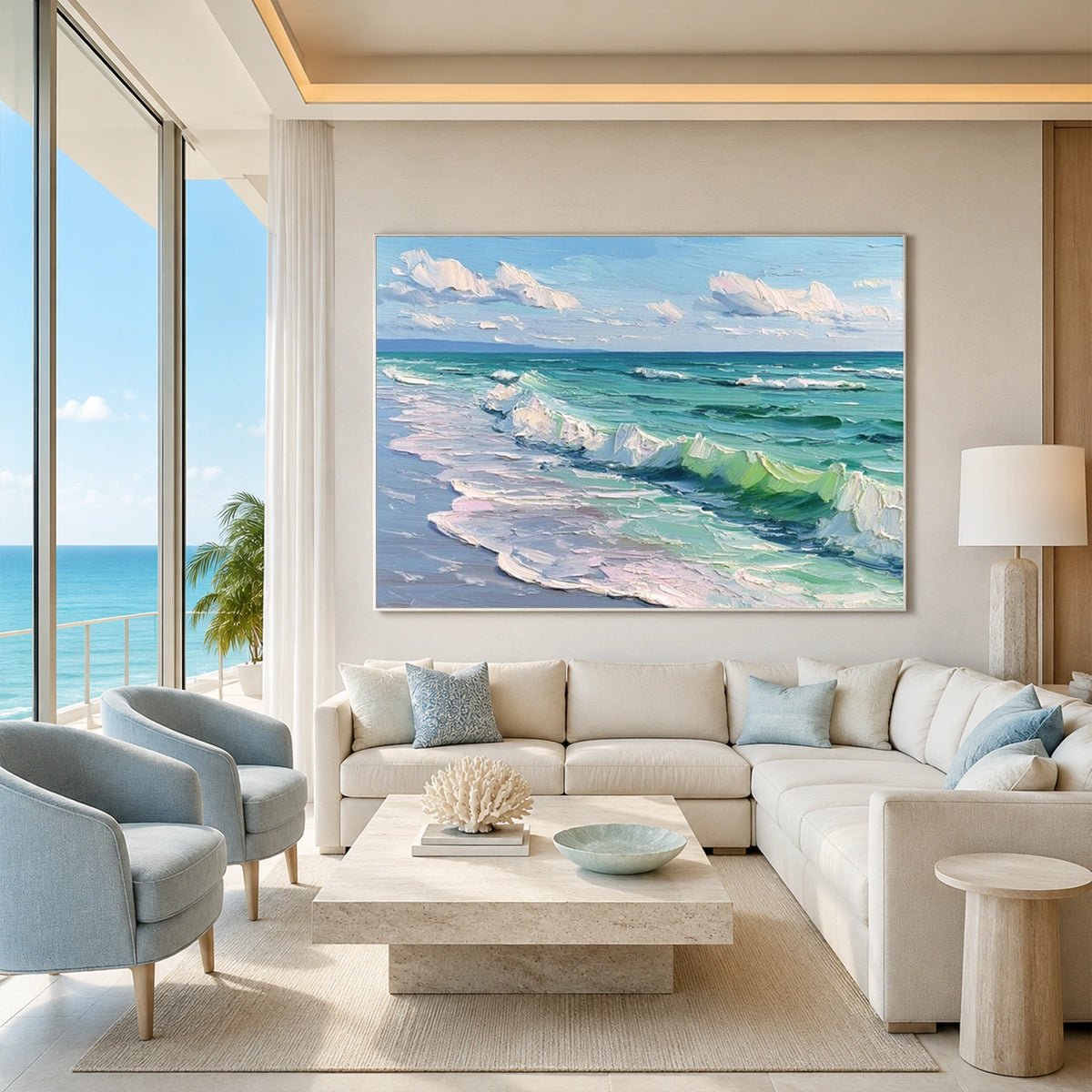 Ocean And Sky Abstract Texture Canvas Art #OS487