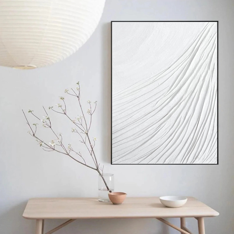 White Minimalist Textured Painting Canvas #MM040