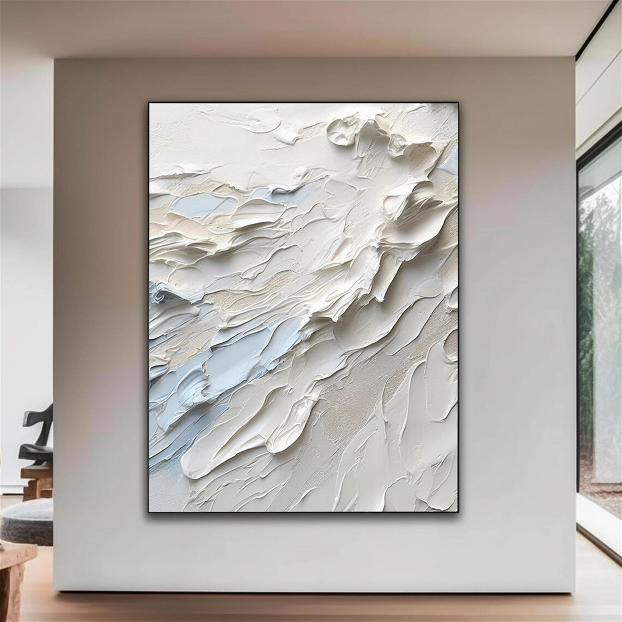 White Minimalist Textured Painting Canvas #MM154