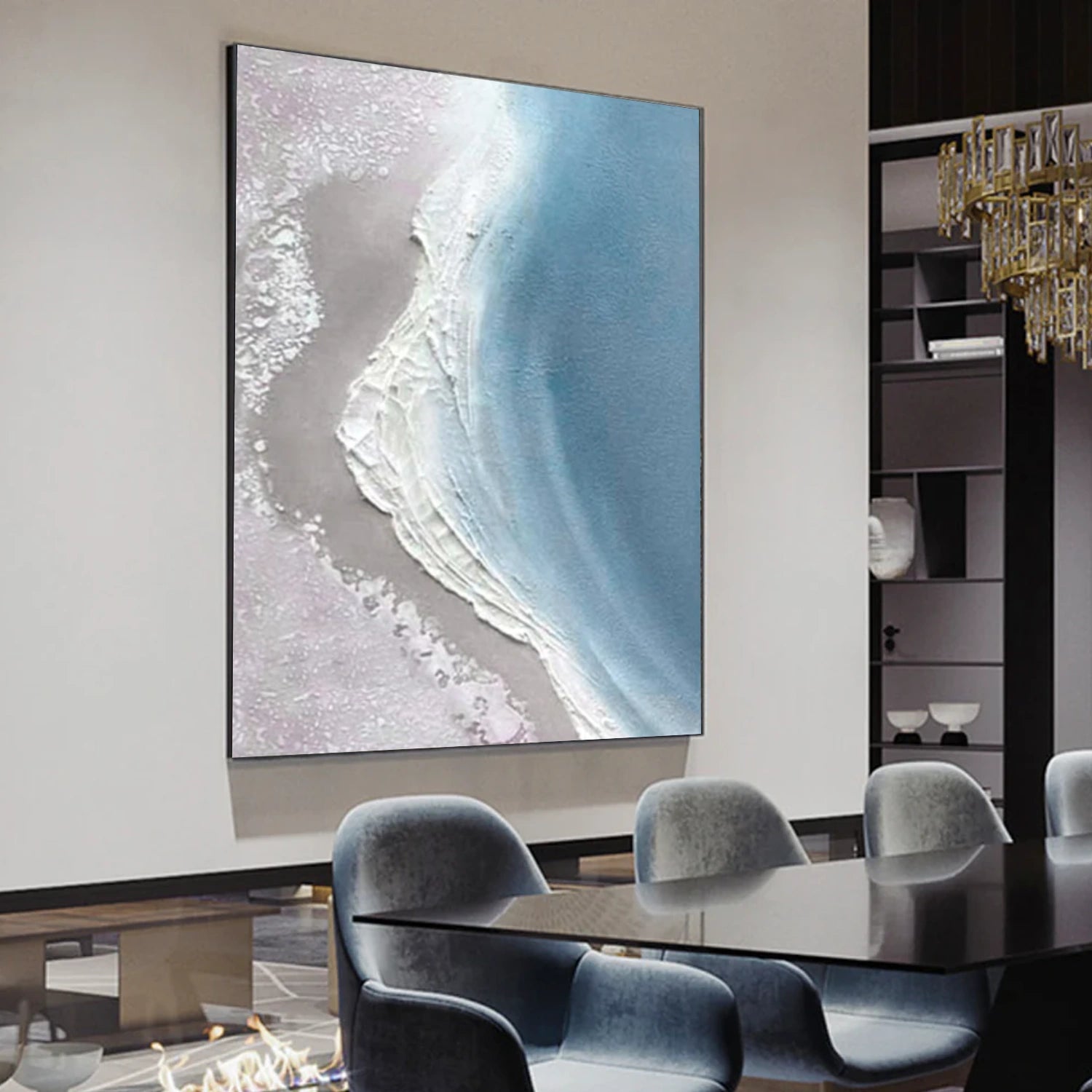 Ocean And Sky Abstract Textured Canvas Art #OS 308