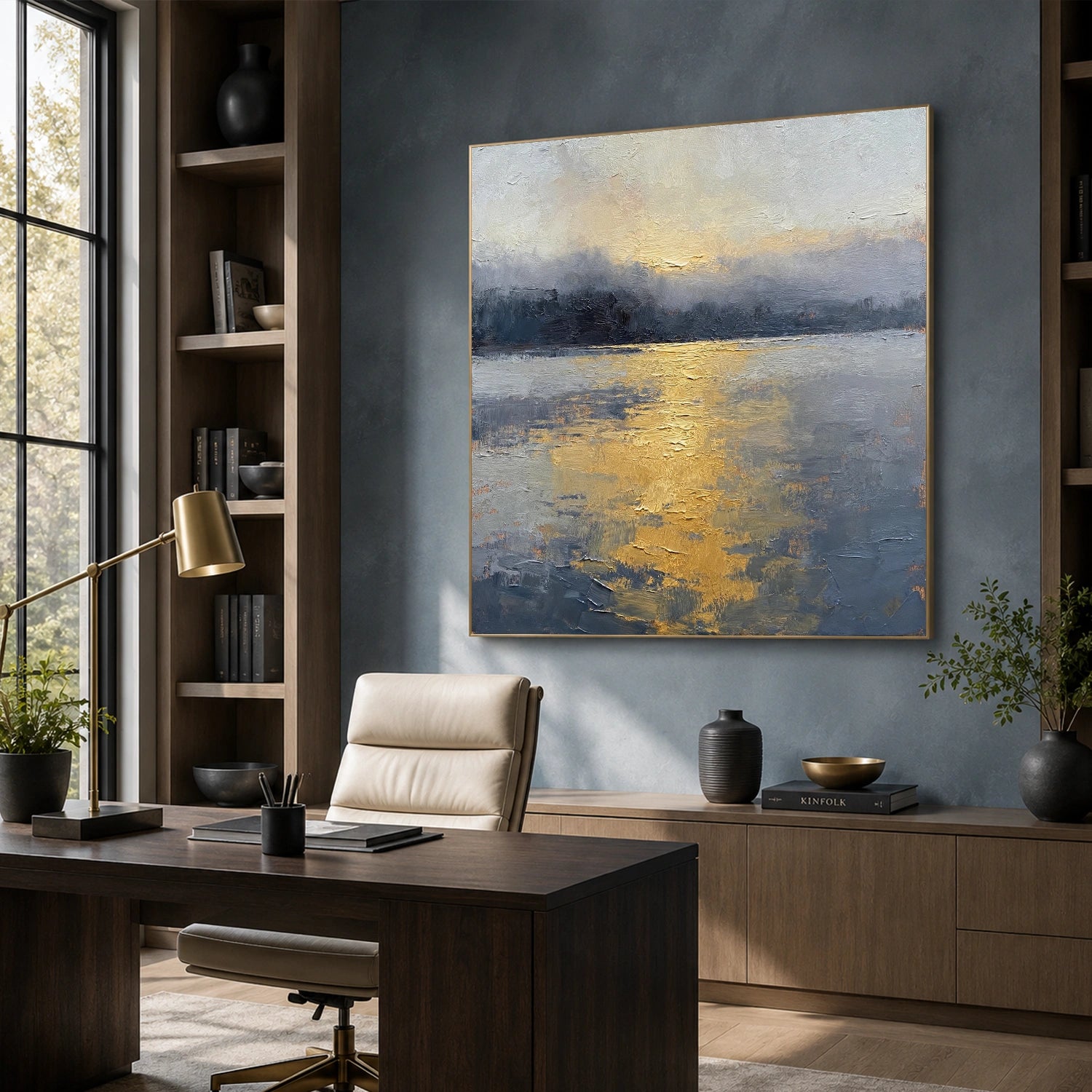 Ocean And Sky Abstract Canvas Art #OS436