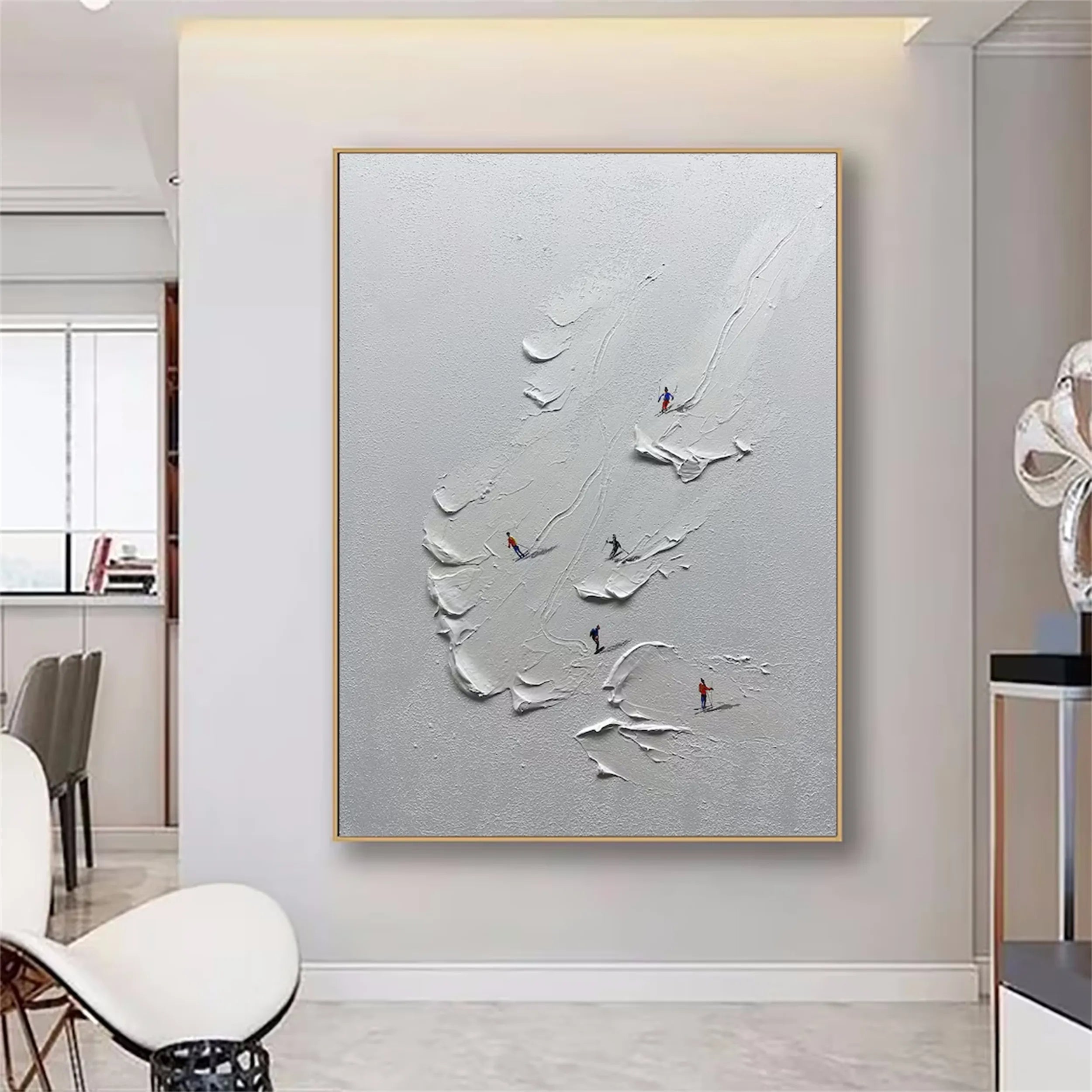 Skiing Sport Art Textured Painting Canvas #MM221