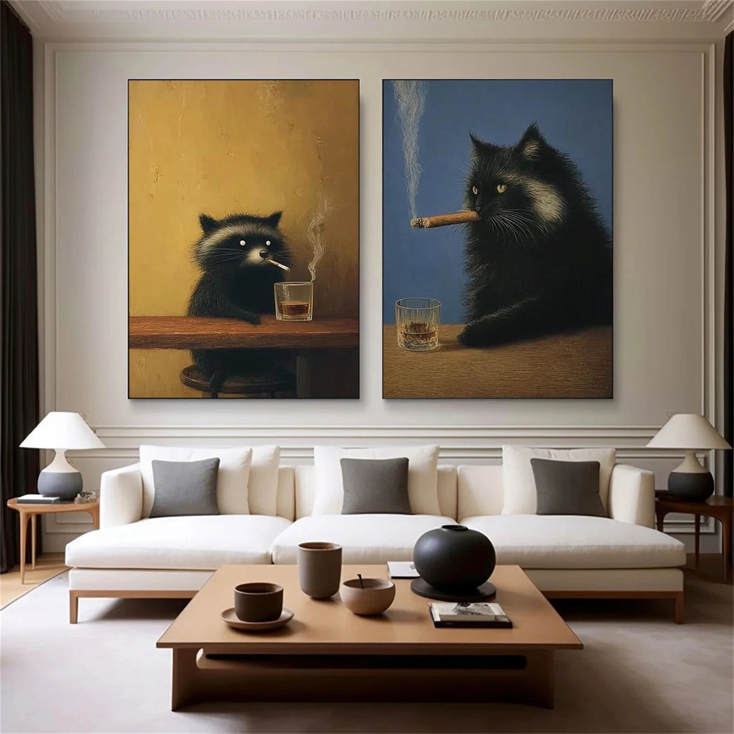 Colorful Abstract Animal Canvas Art Set of 2 #AP236