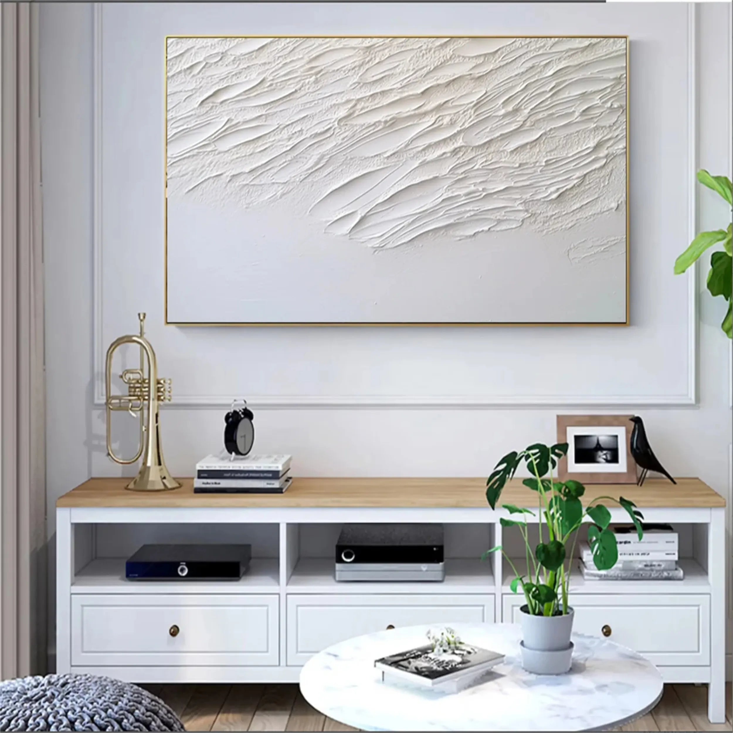 White Minimalist Textured Painting Canvas #MM165