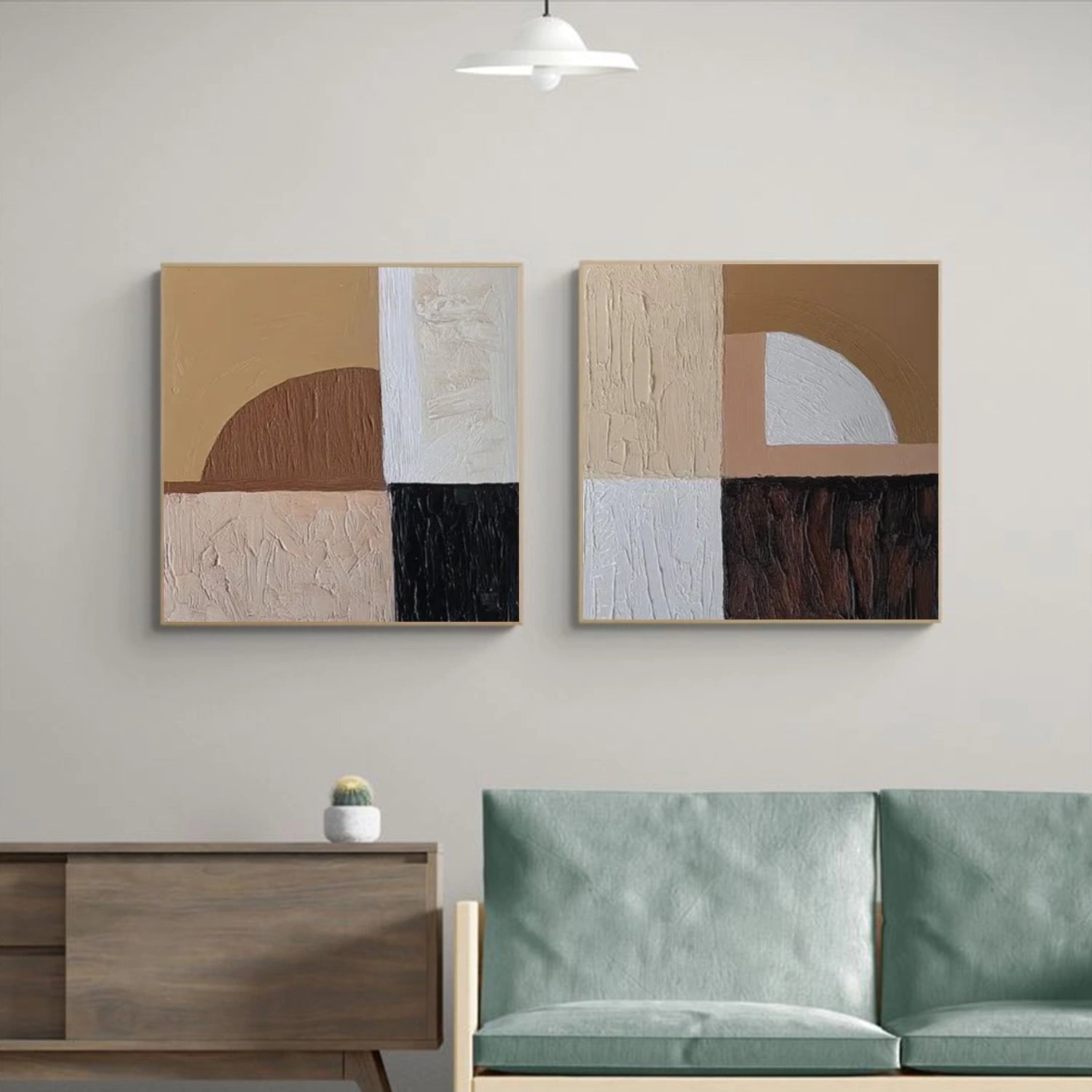 Abstract Textured Square Set of 2 Wall Art #AB 563
