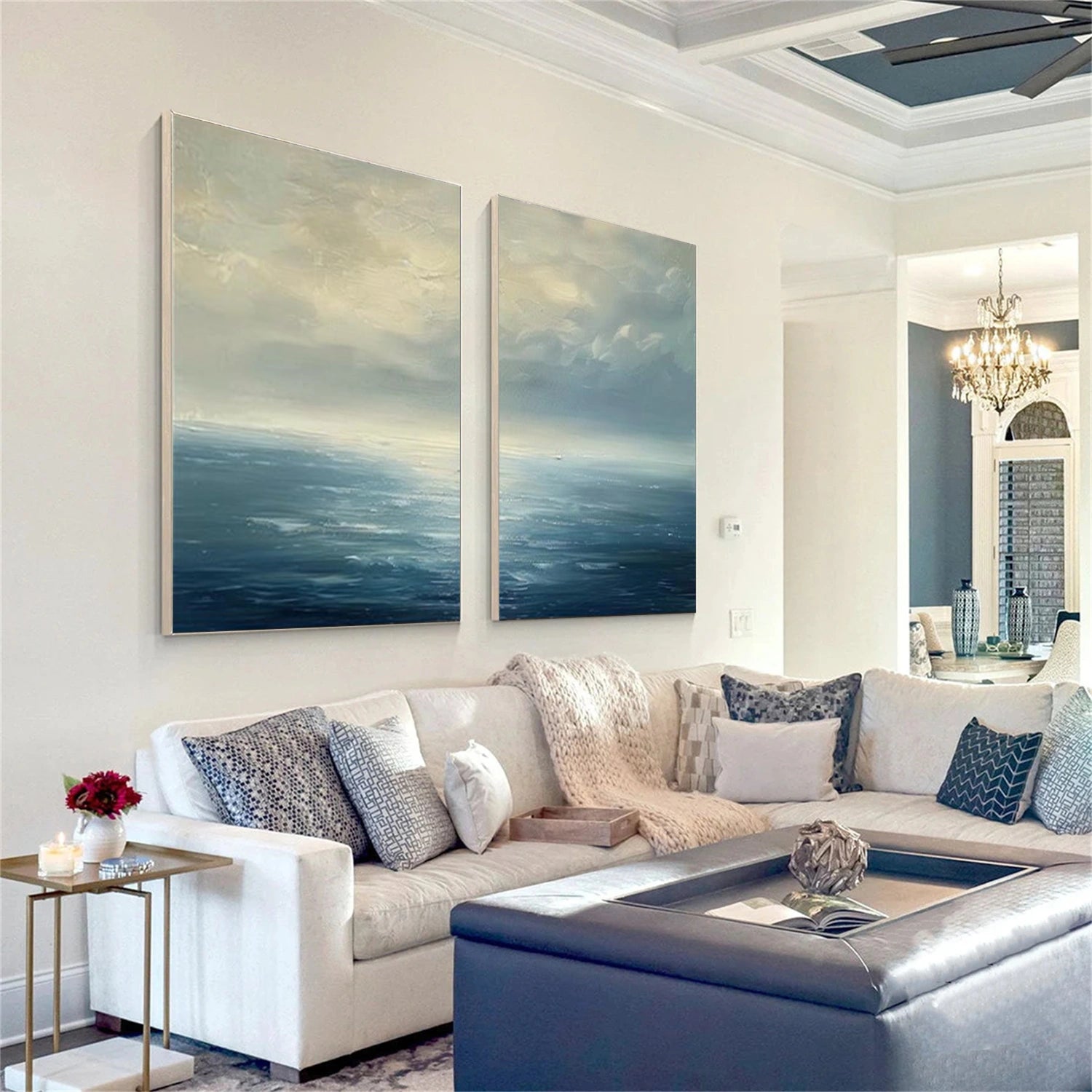 Ocean And Sky Abstract Canvas Art Set of 2 #OS353