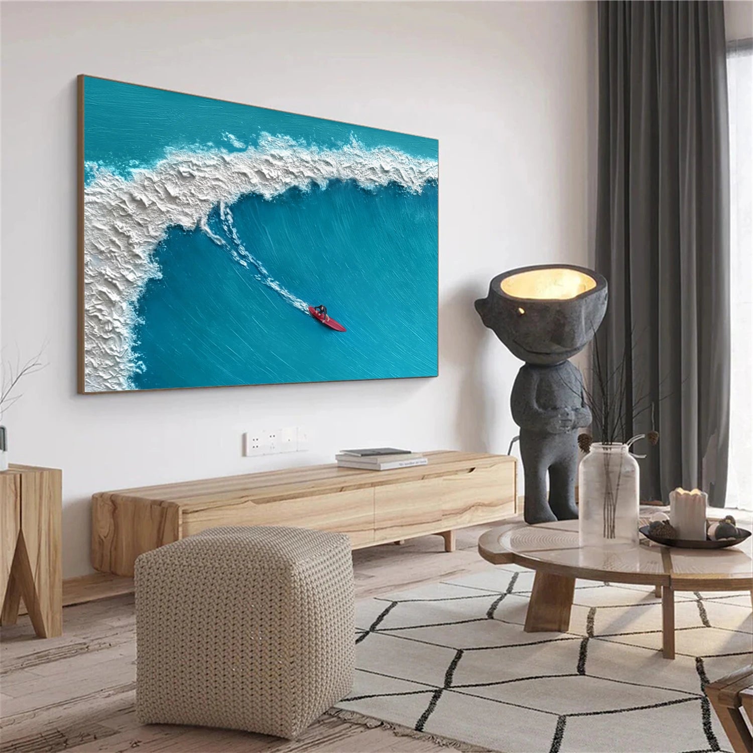 Surfing Sport Texture Canvas Painting #SA020