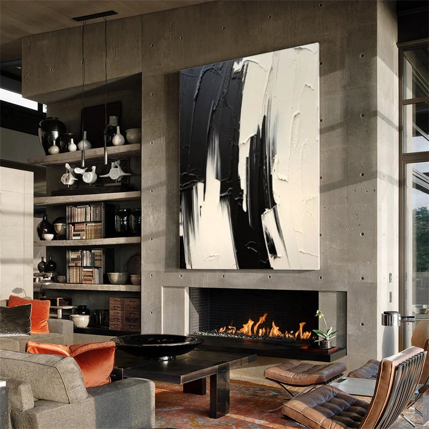 Black & Beige Abstract Wall Art #AB 516