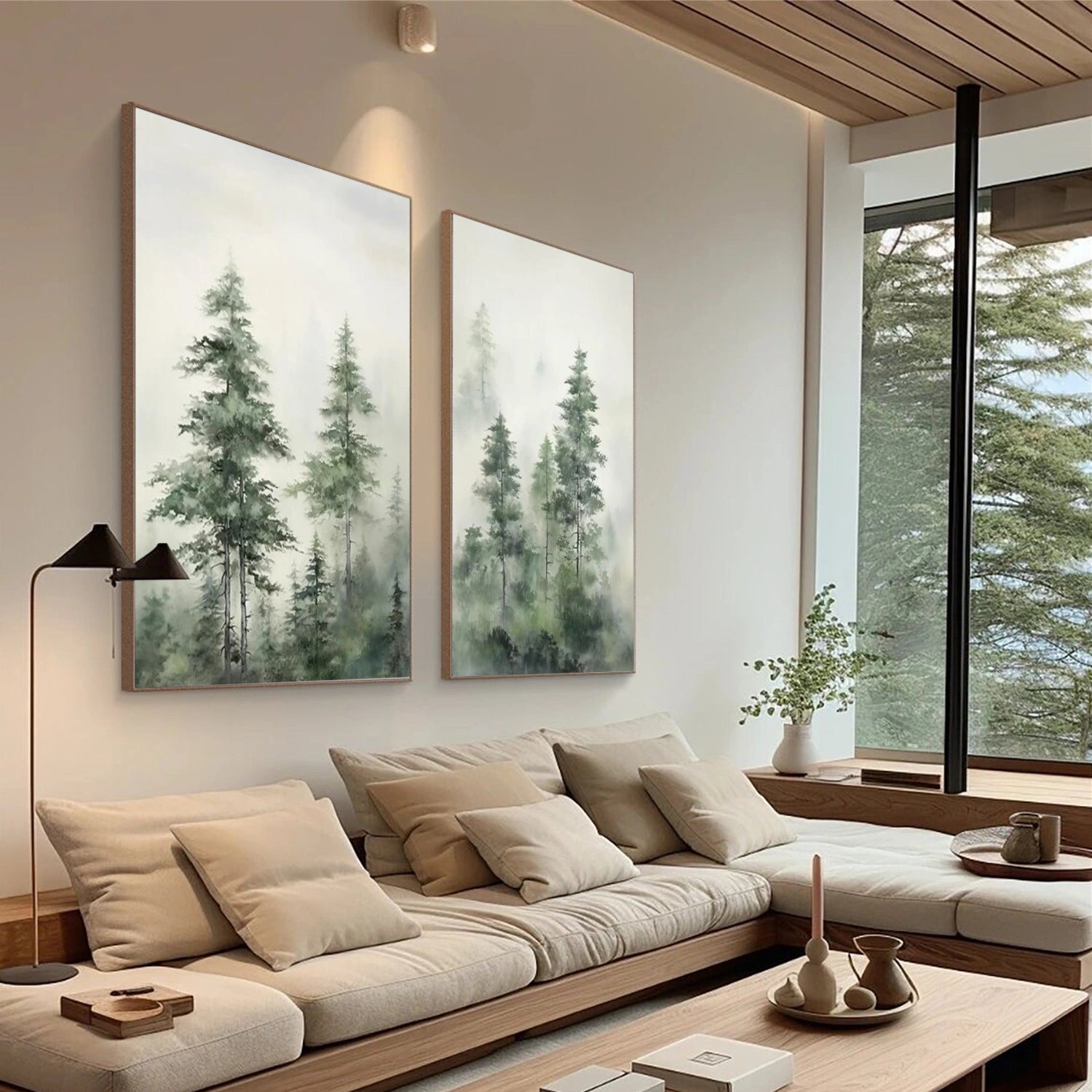 Flower & Tree Abstract Canvas Art Set of 2 #FT 304