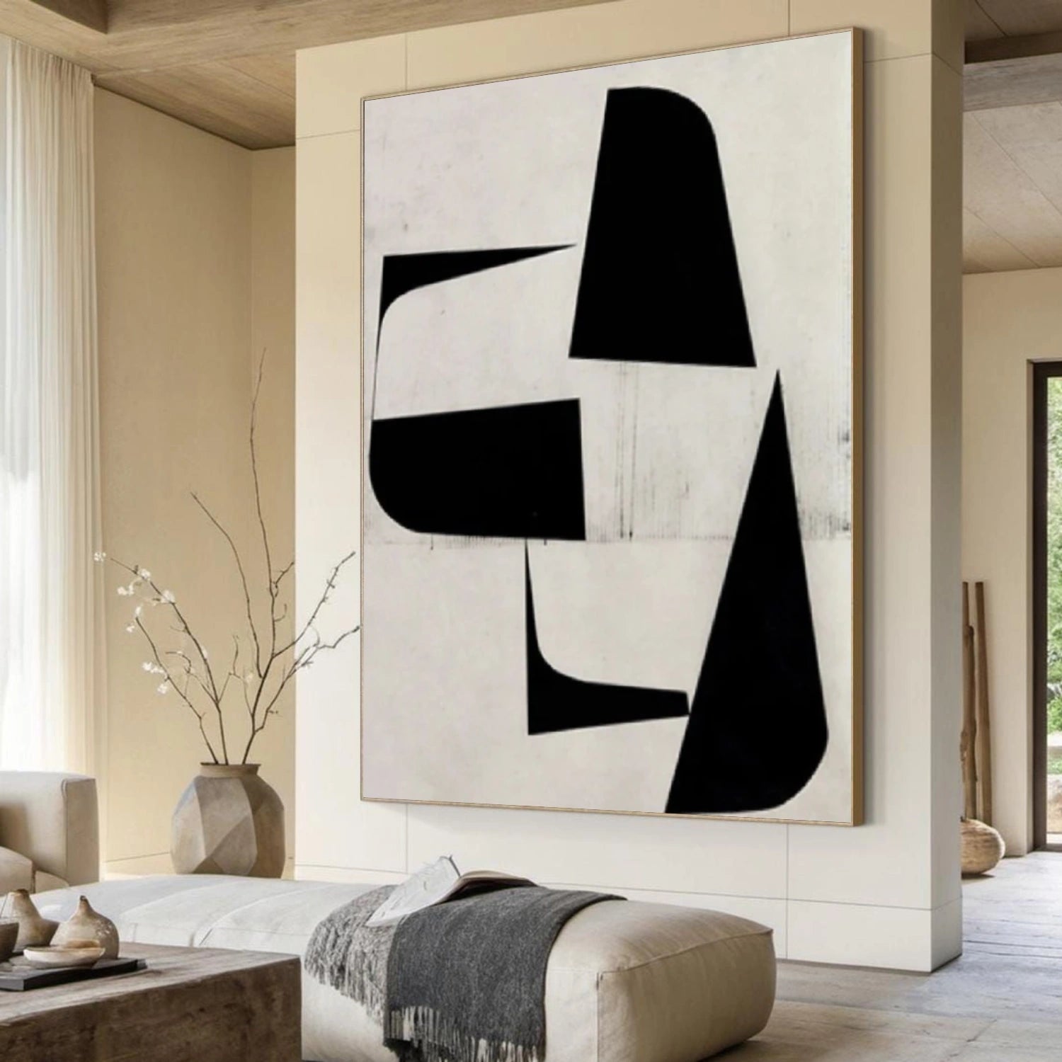 White and Black Minimalistic Canvas Art #MZ152