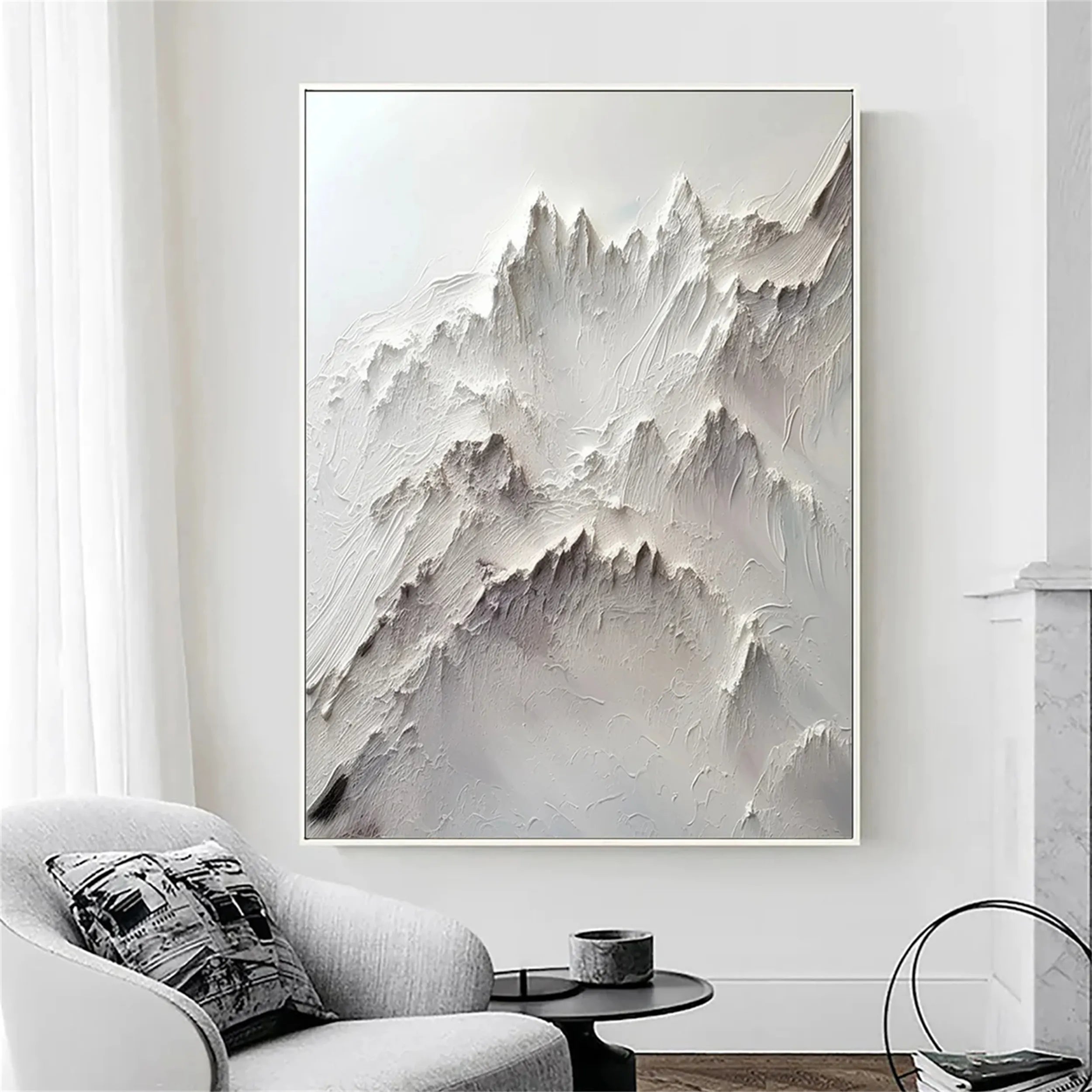 White Minimalist Textured Painting Canvas MM238