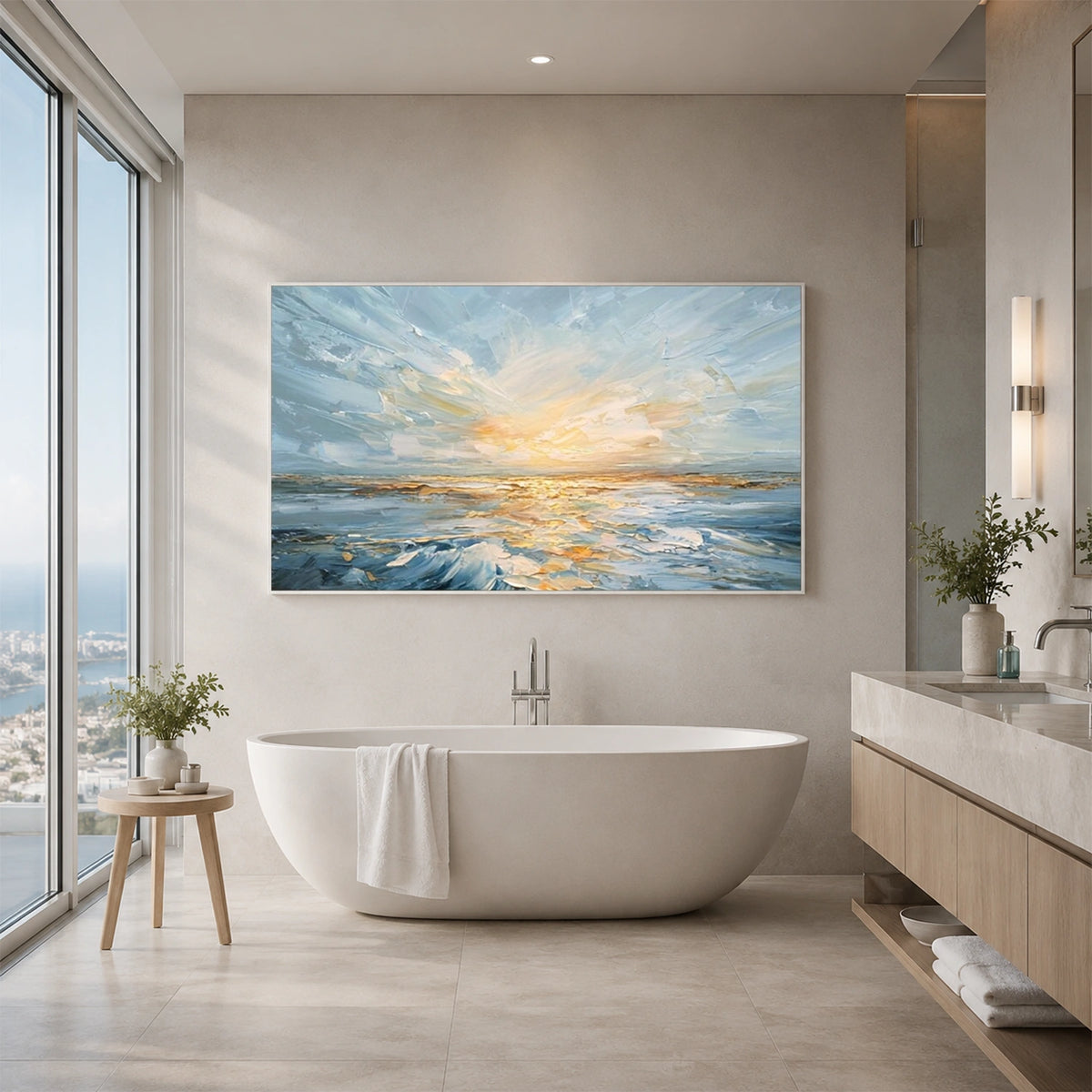 Ocean And Sky Abstract Texture Canvas Art #OS489