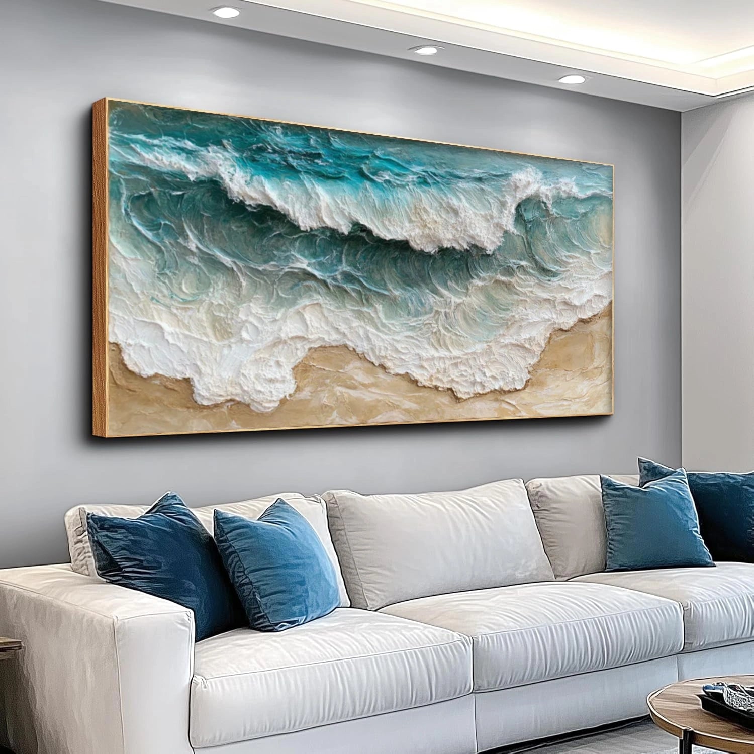 Ocean And Sky Abstract Textured Canvas Art #OS344