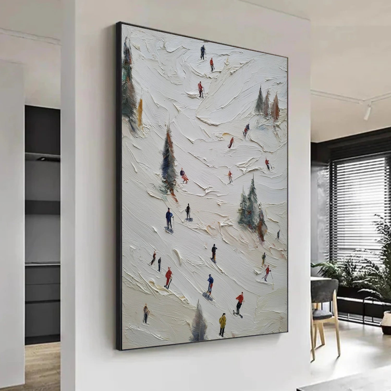 Skiing Sport Art Textured Painting Canvas # SA060