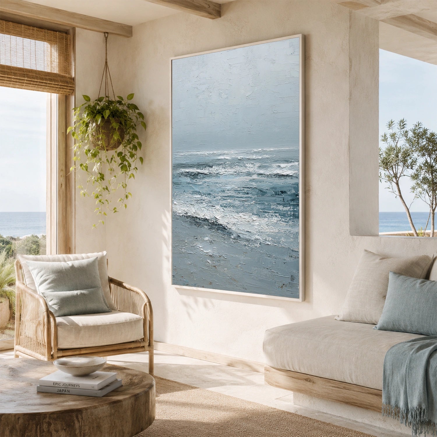 Ocean And Sky Abstract Texture Canvas Art #OS453