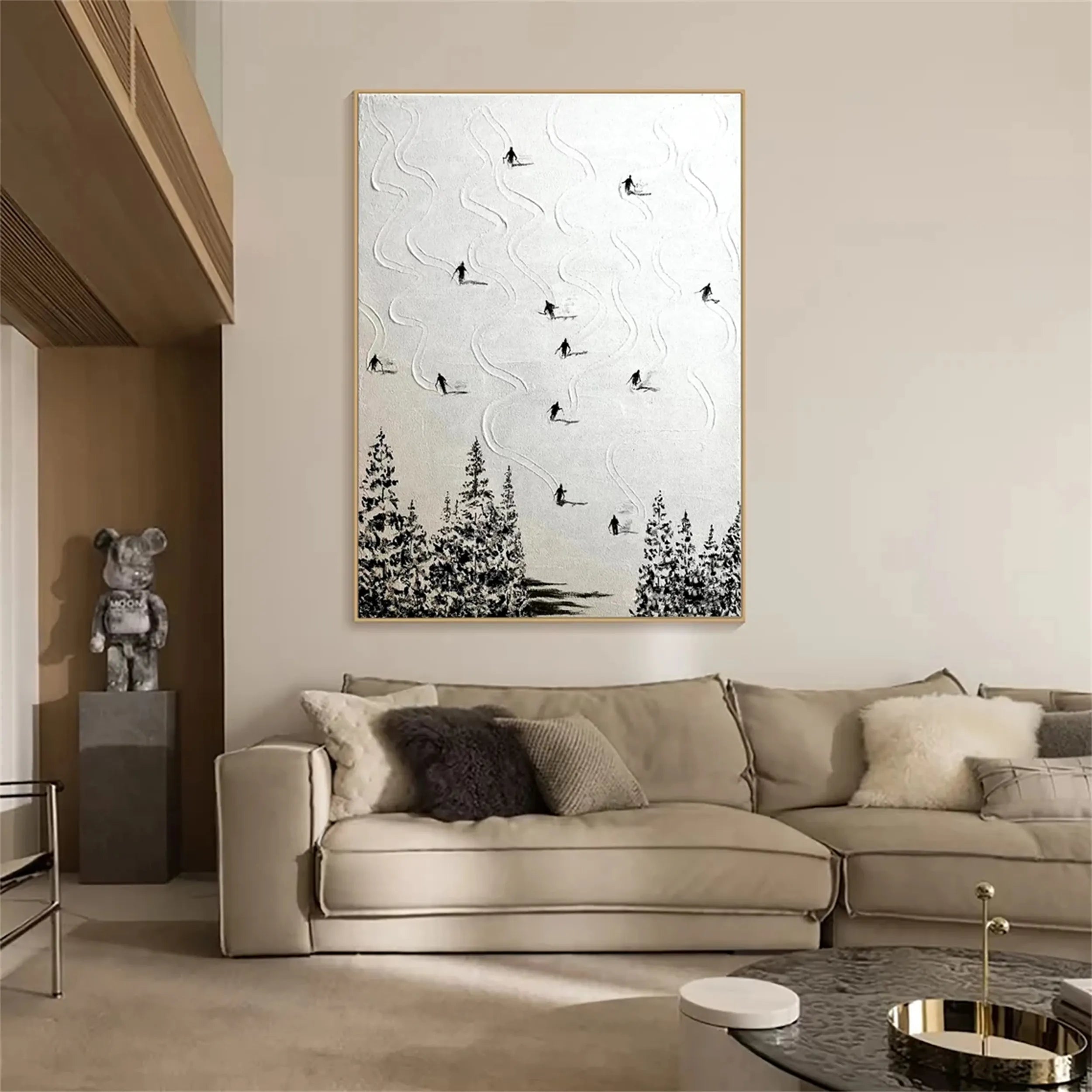 Skiing Sport Art Textured Painting Canvas #MM217