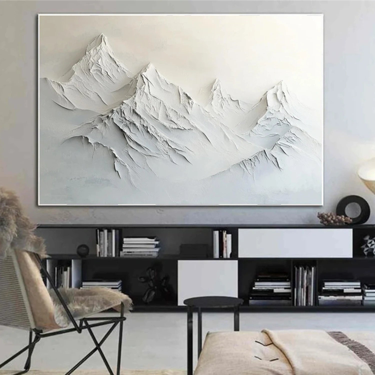 Abstract Mountai Textured Canvas Art #MM325