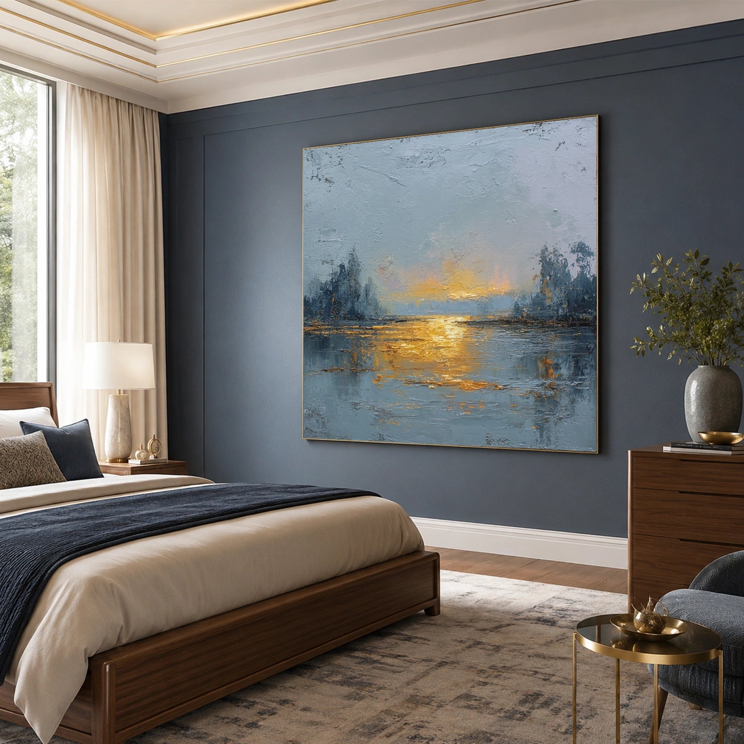 Ocean And Sky Abstract Canvas Art #OS429
