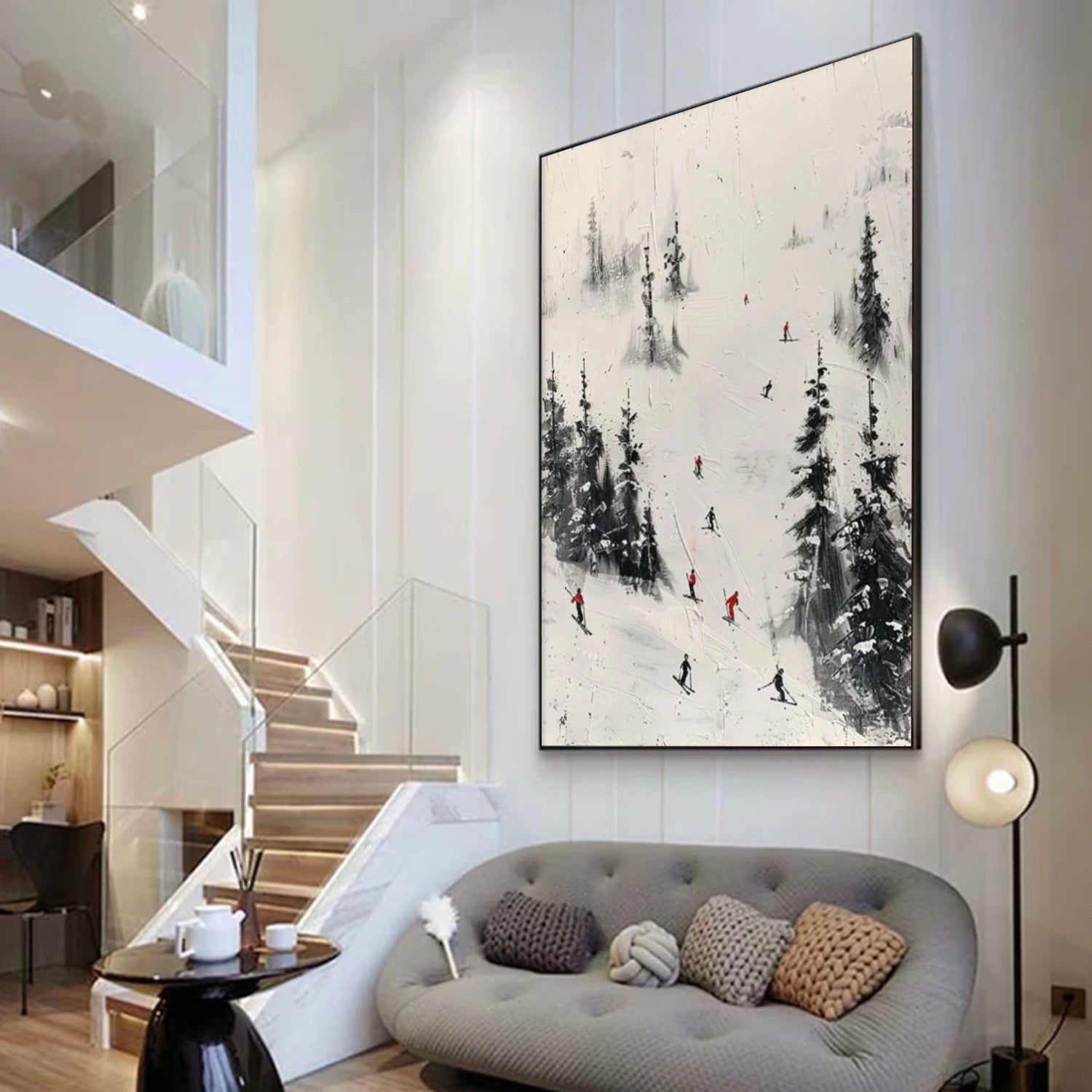 Skiing Sport Art Textured Painting Canvas # SA033