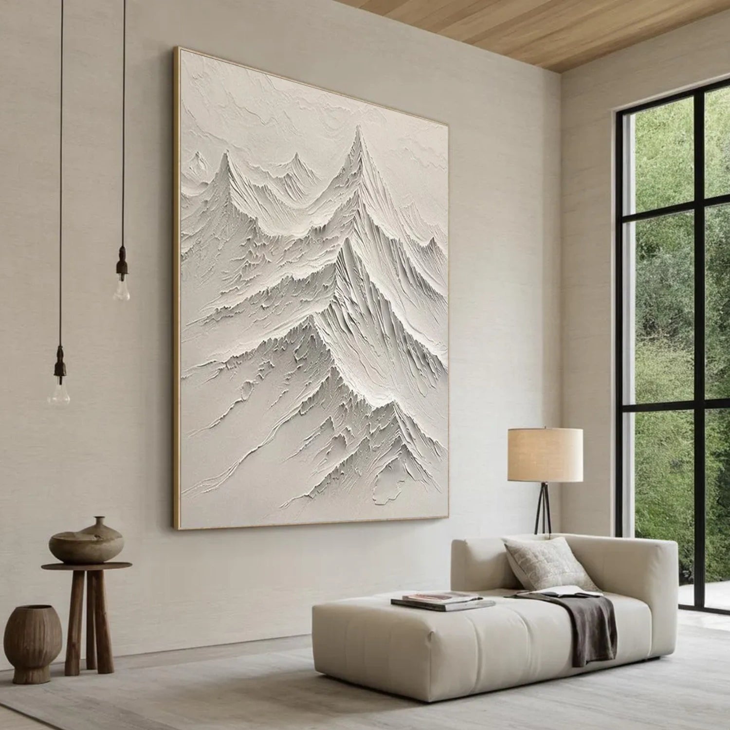 Beige Minimalist Mountain Texture Canvas # MM404