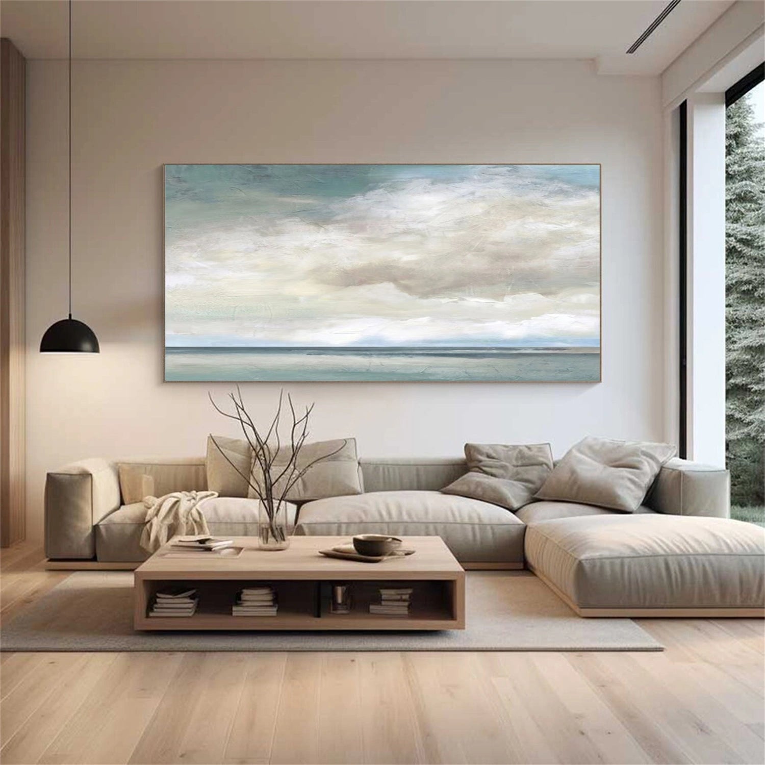 Ocean And Sky Abstract Canvas Art #OS 329
