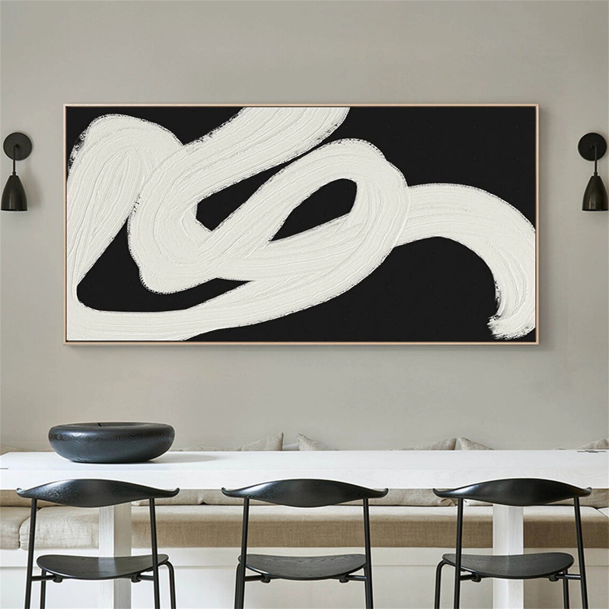 Black White Textured Minimalist Wall Art #MZ066