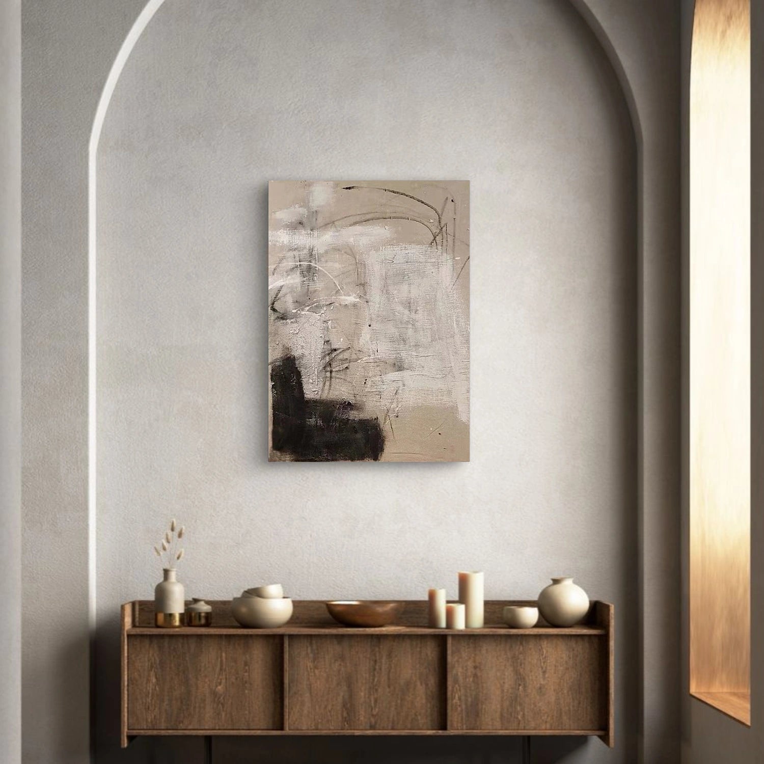 Black & Beige Abstract Wall Art #AB 517