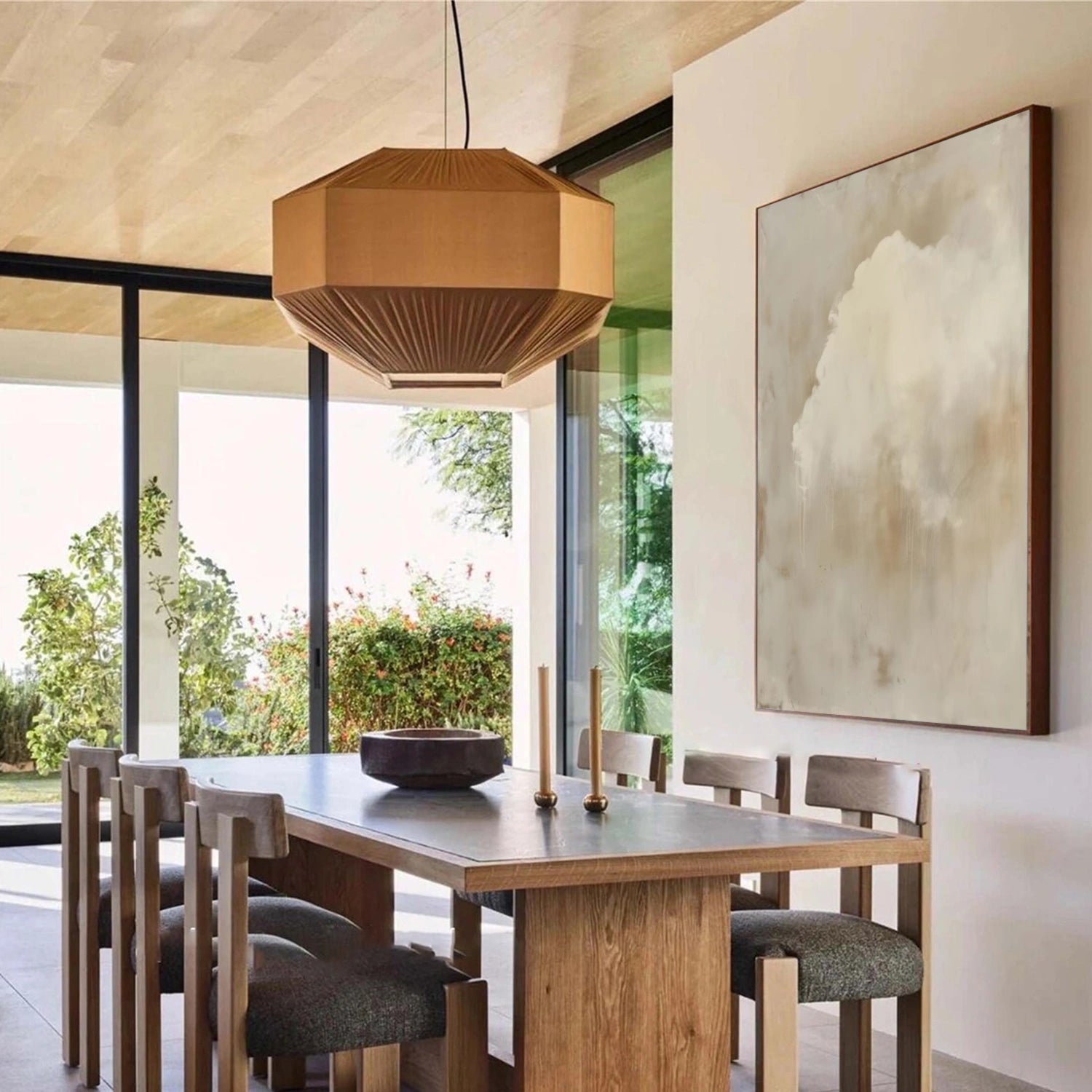 Beige & Brown Sky Abstract Canvas Art #OS 321