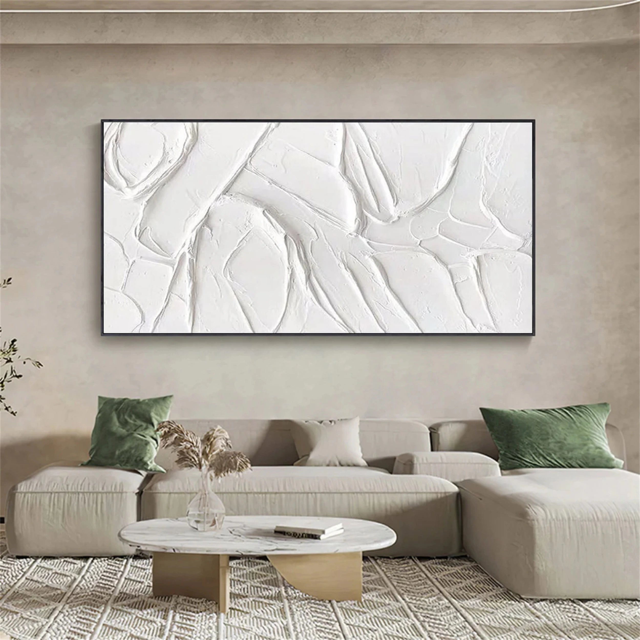 White Minimalist Textured Painting Canvas #MM104